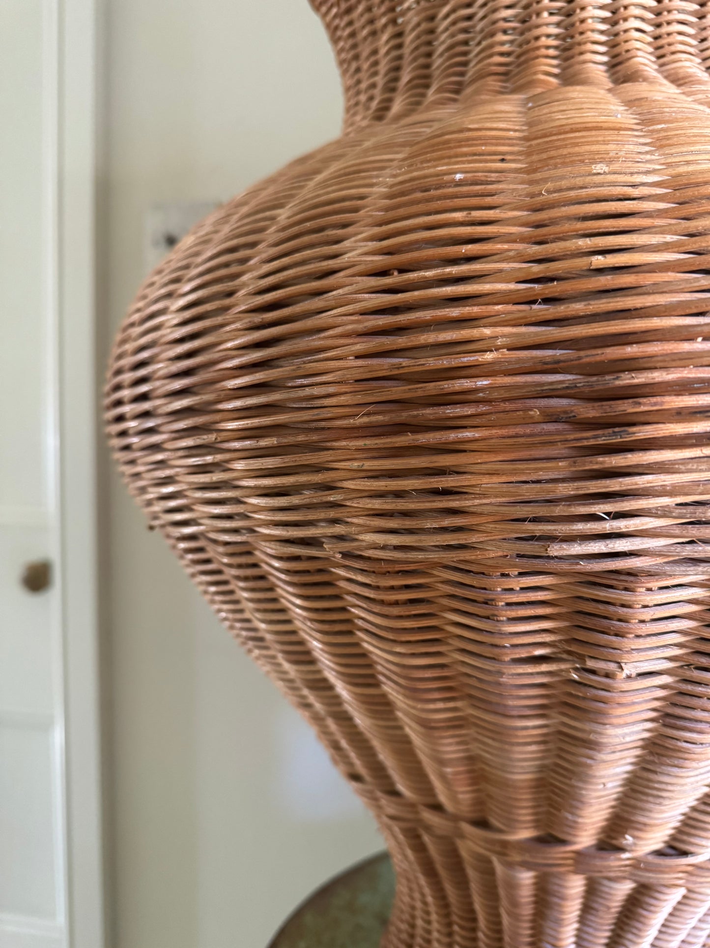 Very Large Vintage Rattan Vase