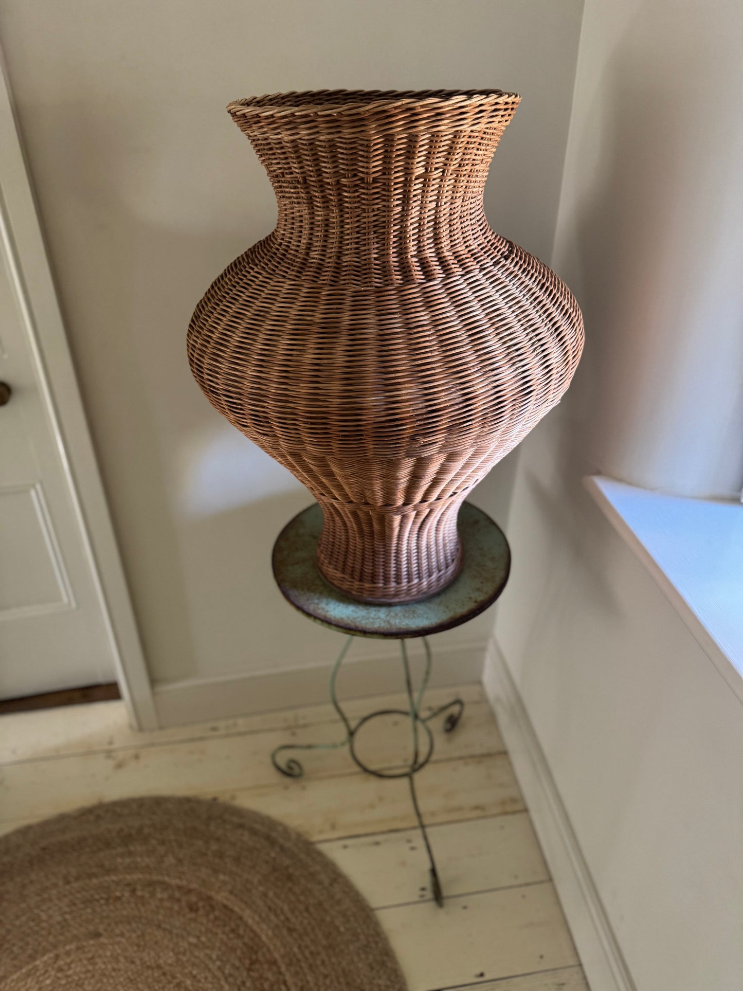 Very Large Vintage Rattan Vase