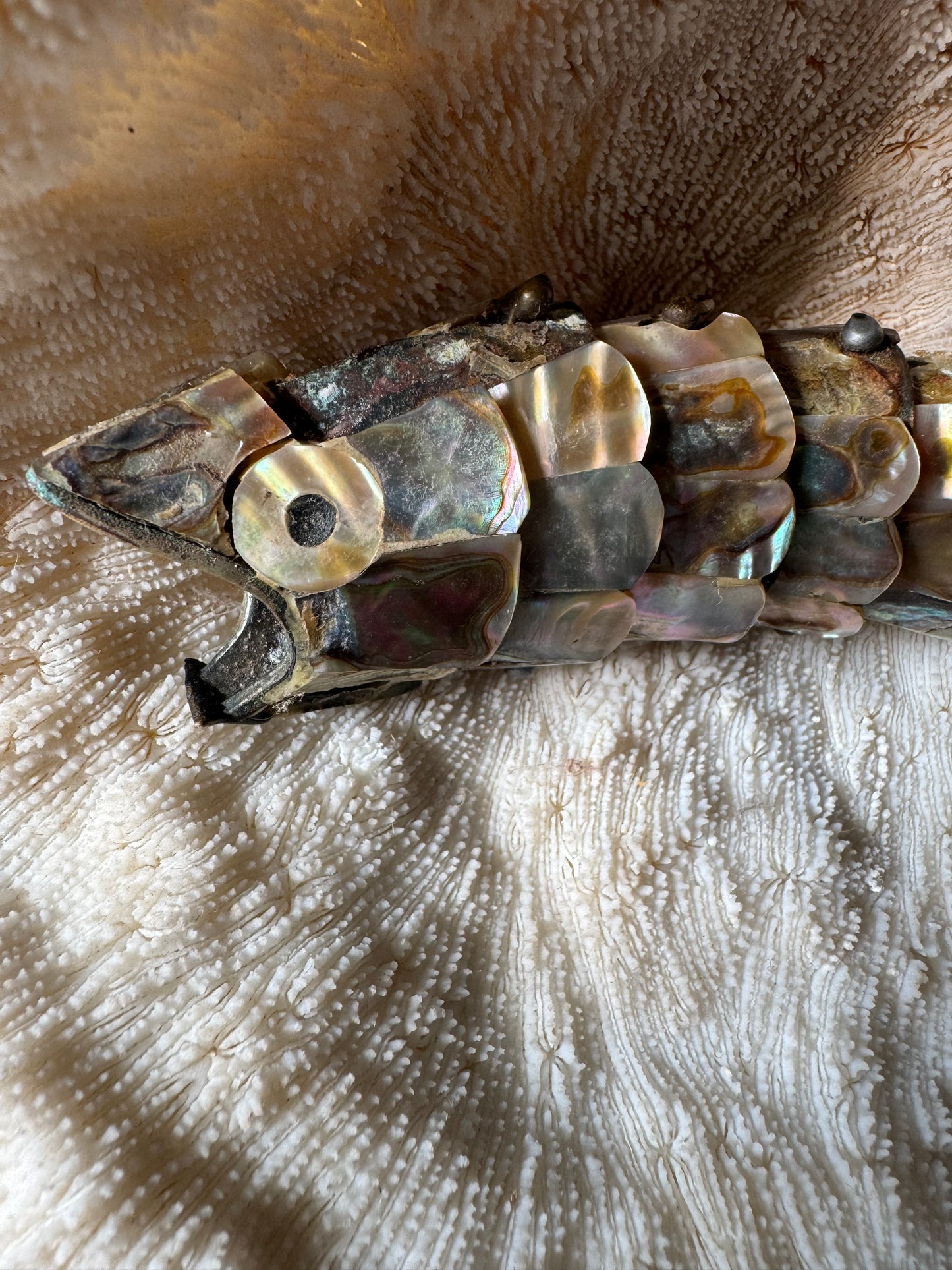 Beautiful Vintage Abalone Fish Bottle Opener