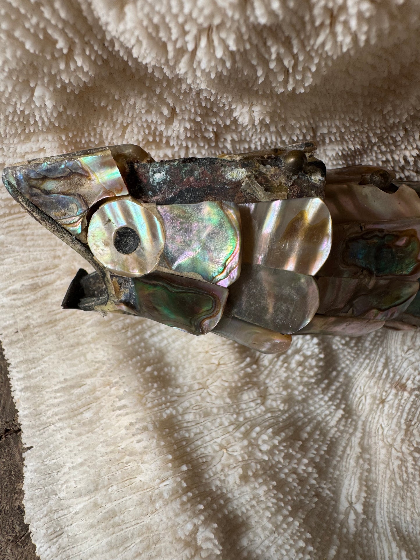 Beautiful Vintage Abalone Fish Bottle Opener