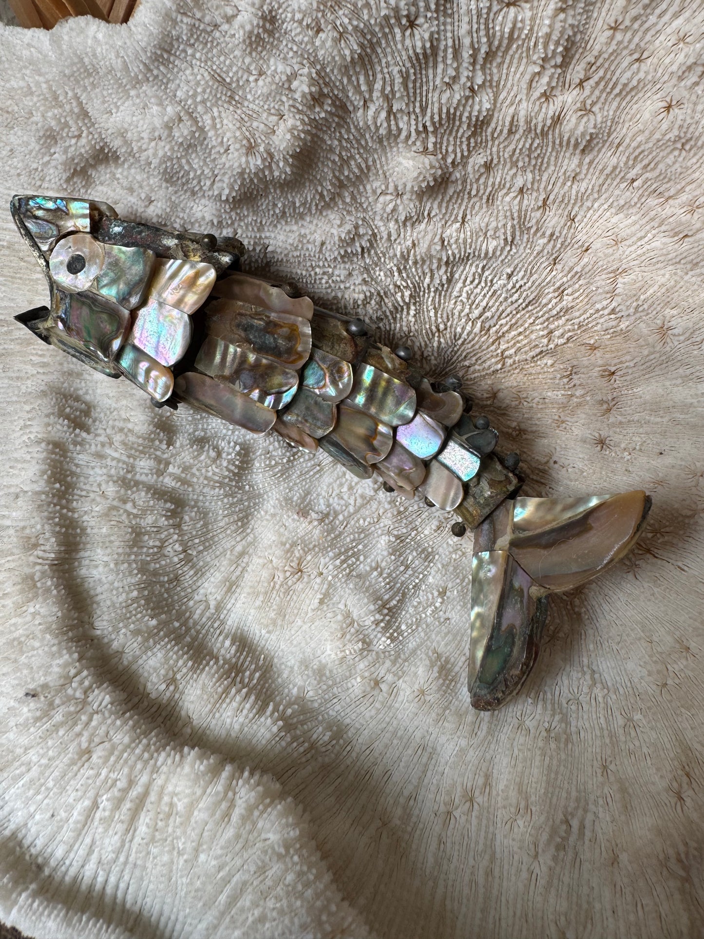 Beautiful Vintage Abalone Fiss Bottle Opener