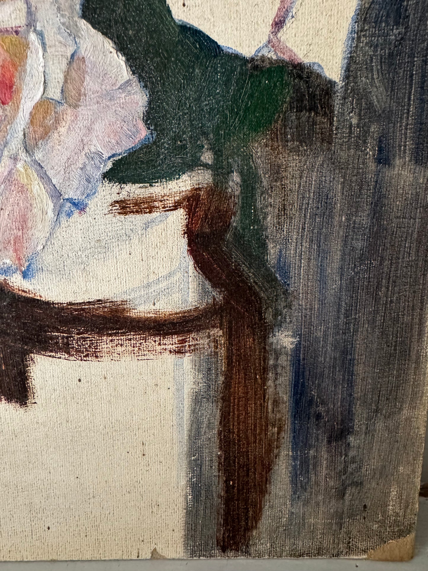 Vintage Unfinished Roses Still Life On Board