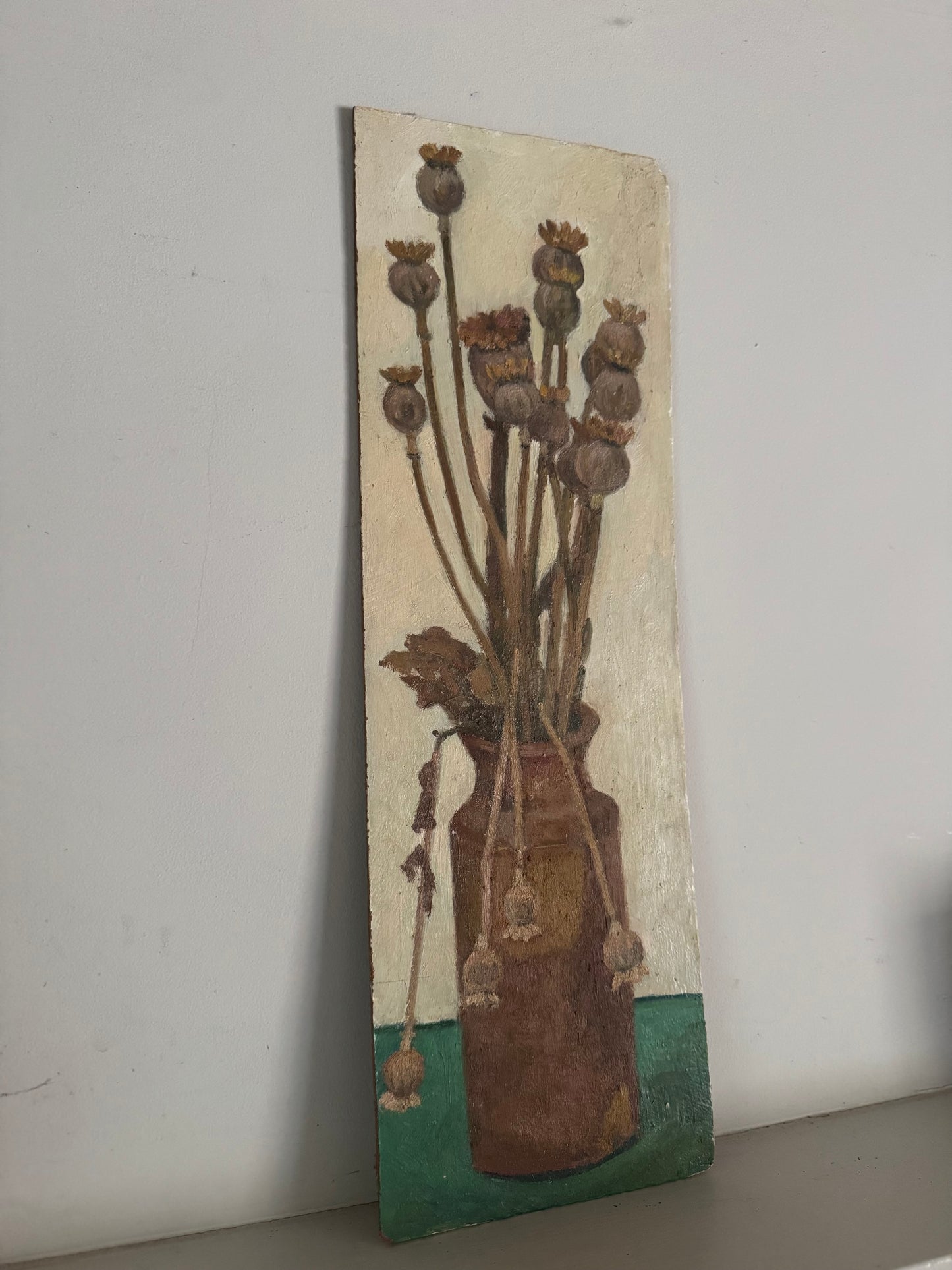 Vintage Poppy Seed Heads Still Life On Board