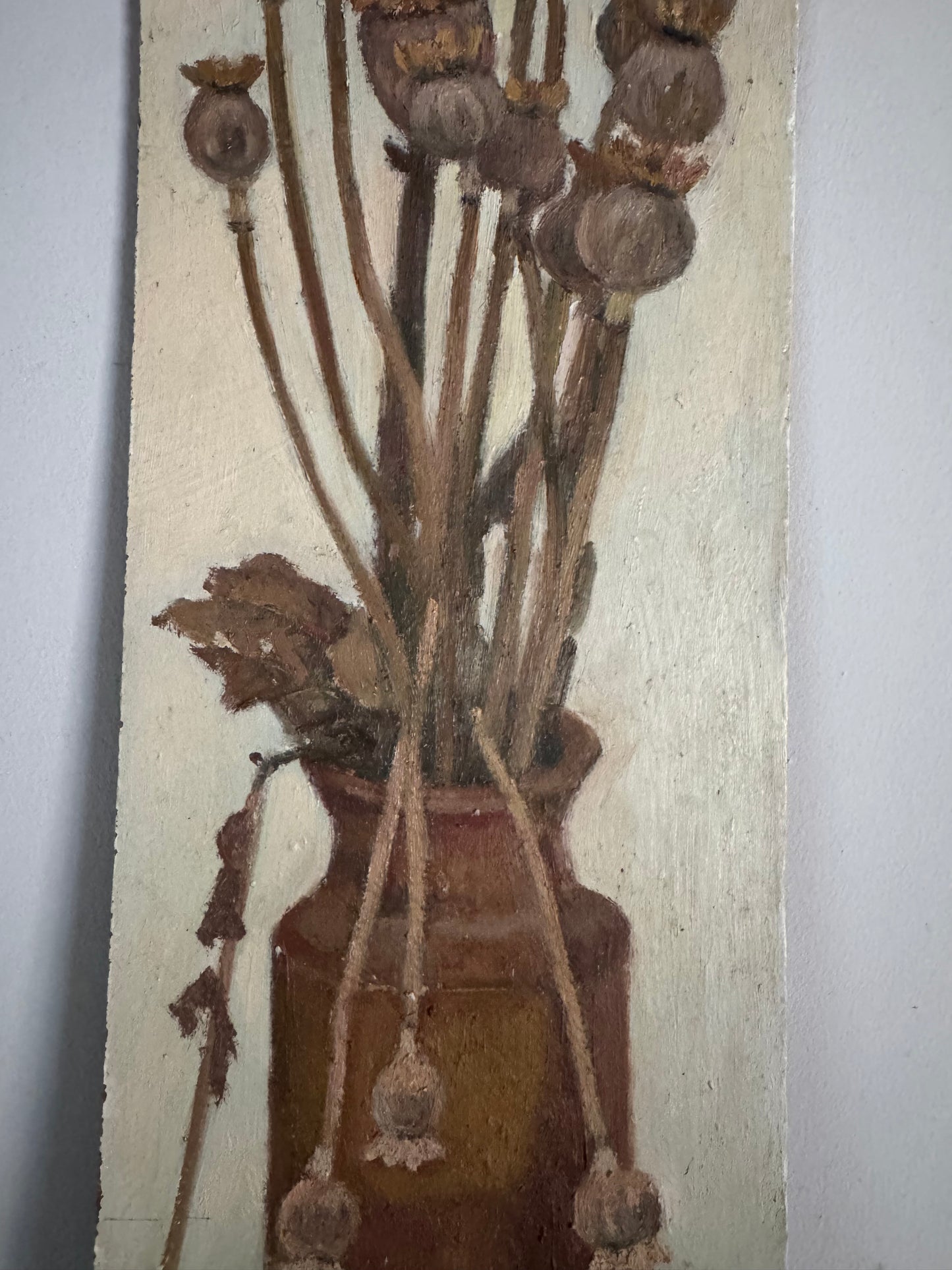 Vintage Poppy Seed Heads Still Life On Board