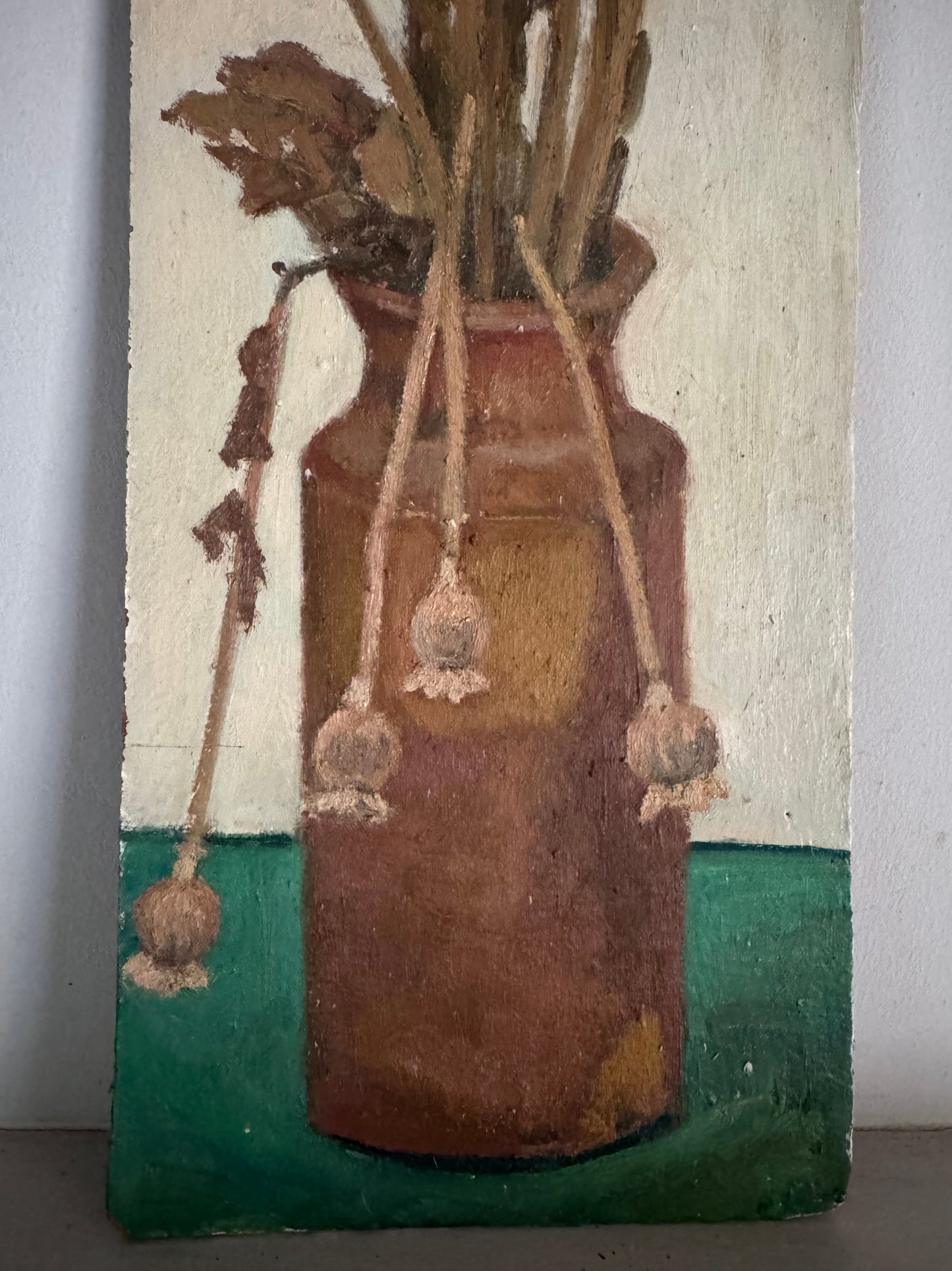 Vintage Poppy Seed Heads Still Life On Board