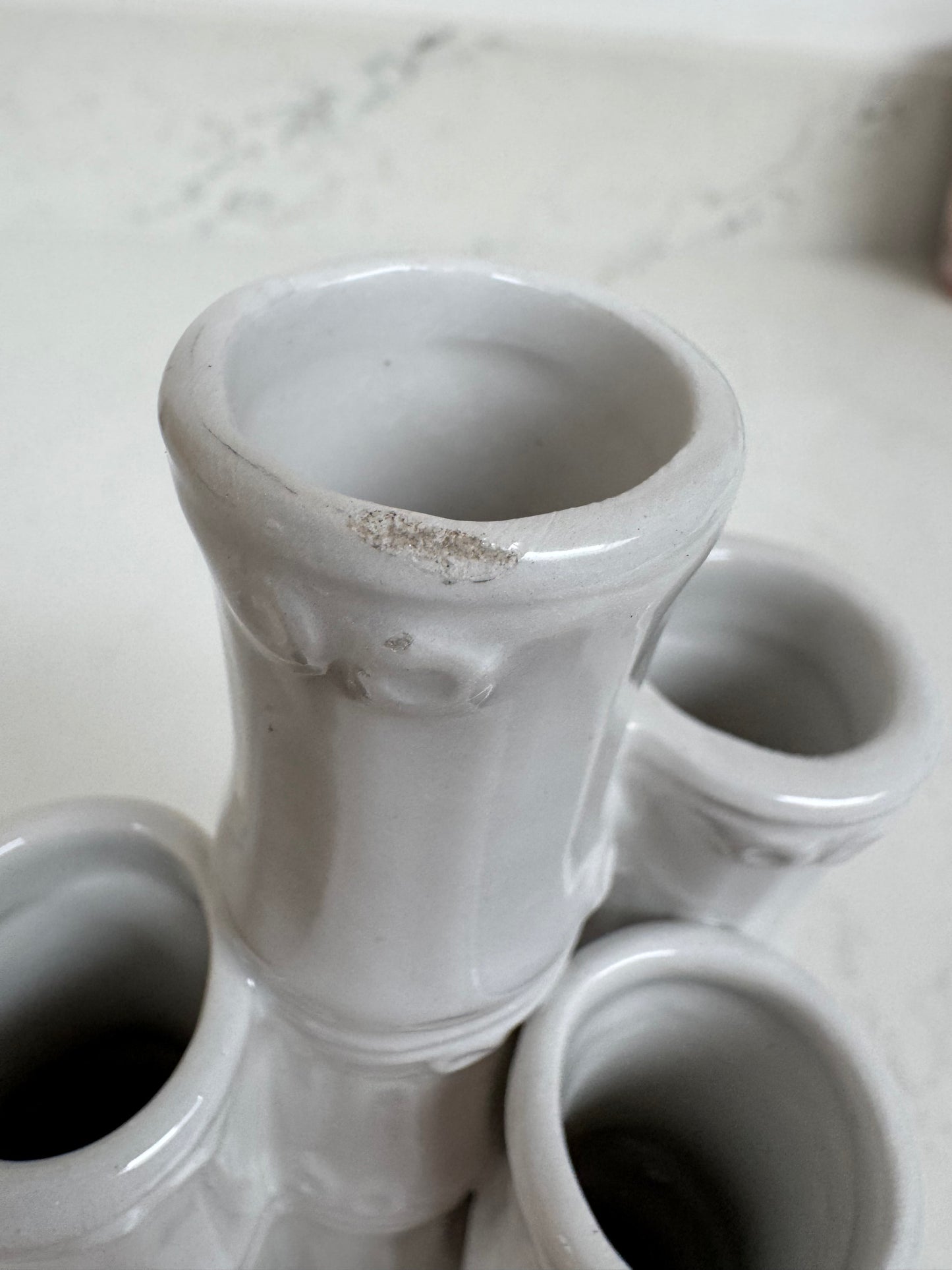 Vintage Ceramic Faux Bamboo 4 Stem Vase