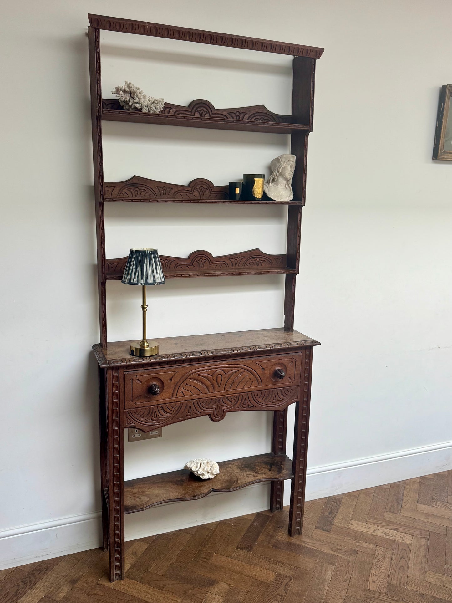 Antique Carved 19th Century Oak Dresser