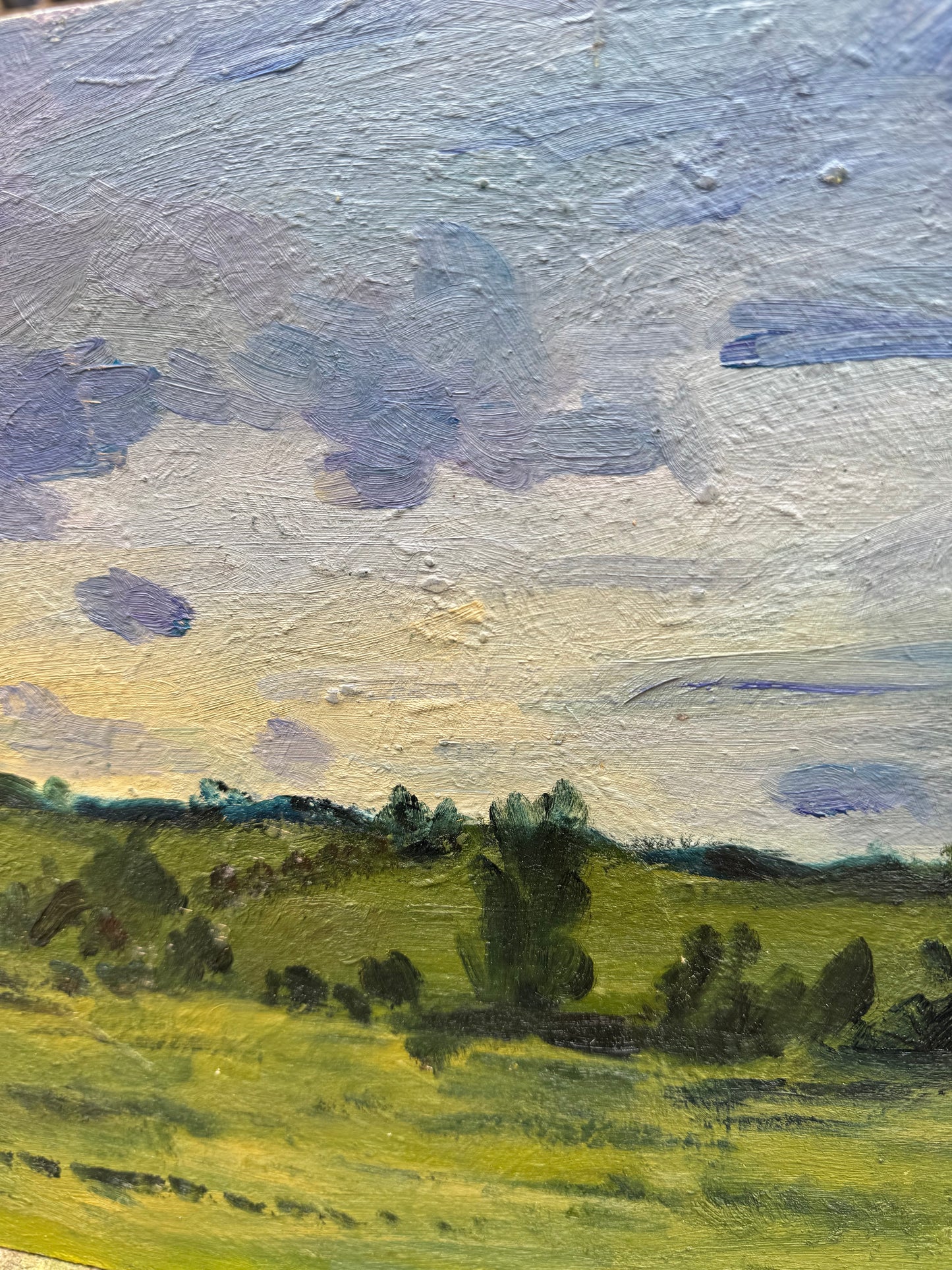 Mid Century British Landscape Oil On Wooden Board
