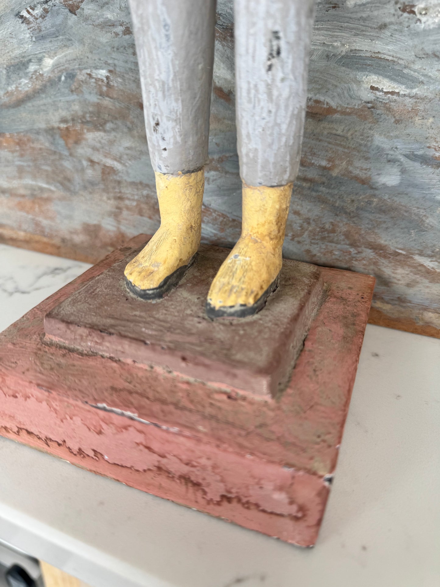 Antique Polychrome Religious Painted Santos Figure