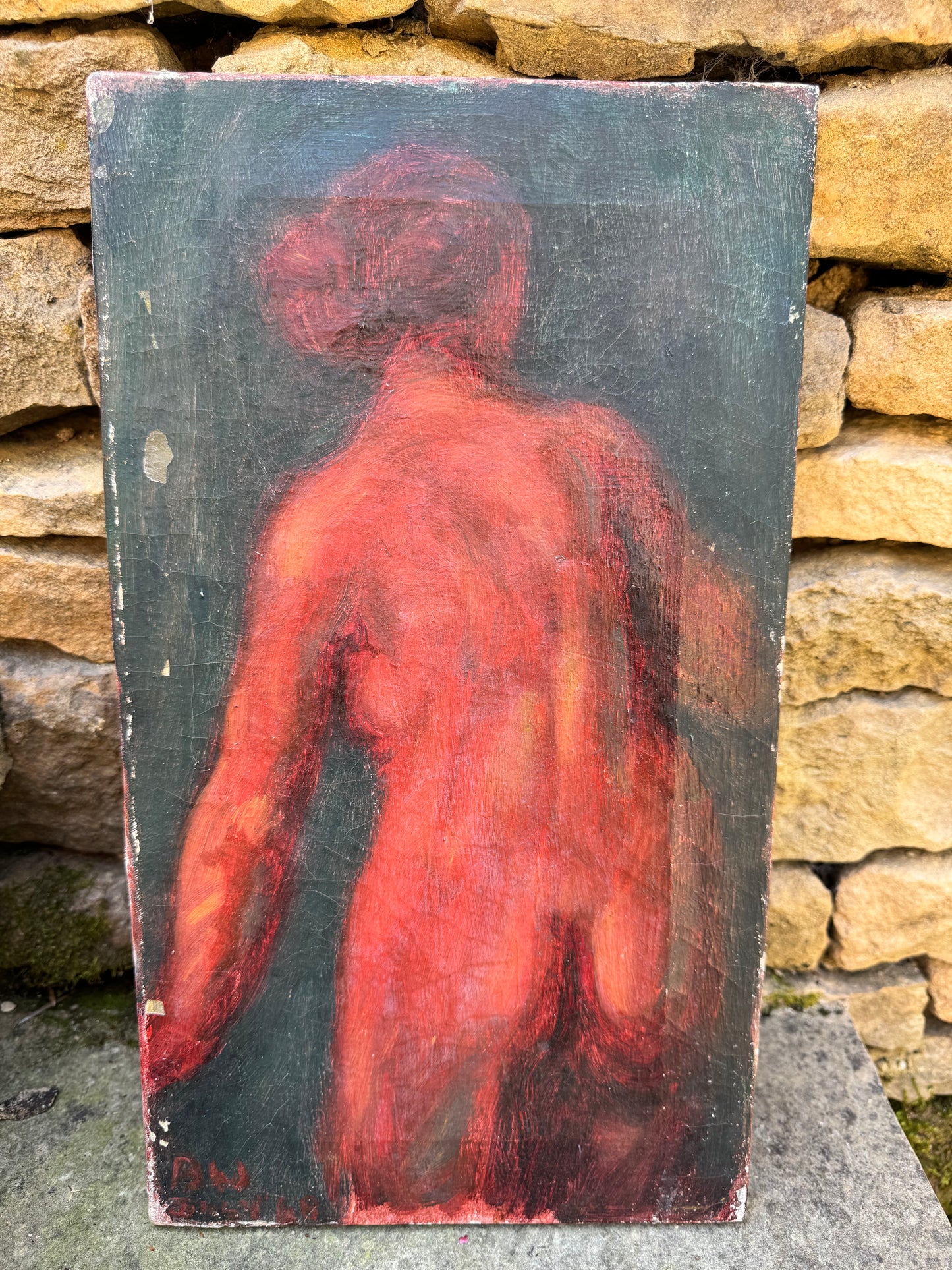 Mid Century British Nude Oil On Canvas