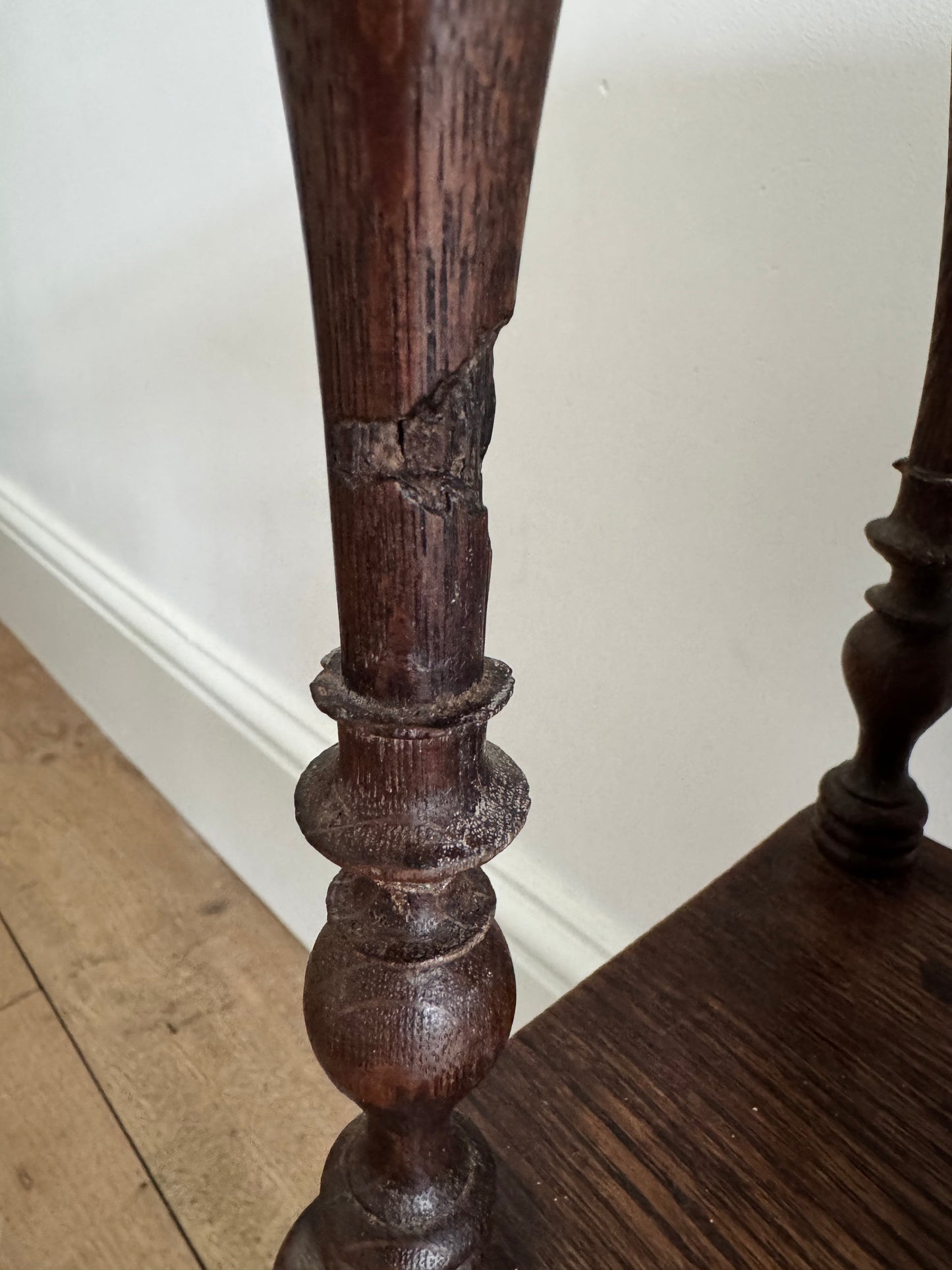 Antique French Oak Spindle Hanging Shelves
