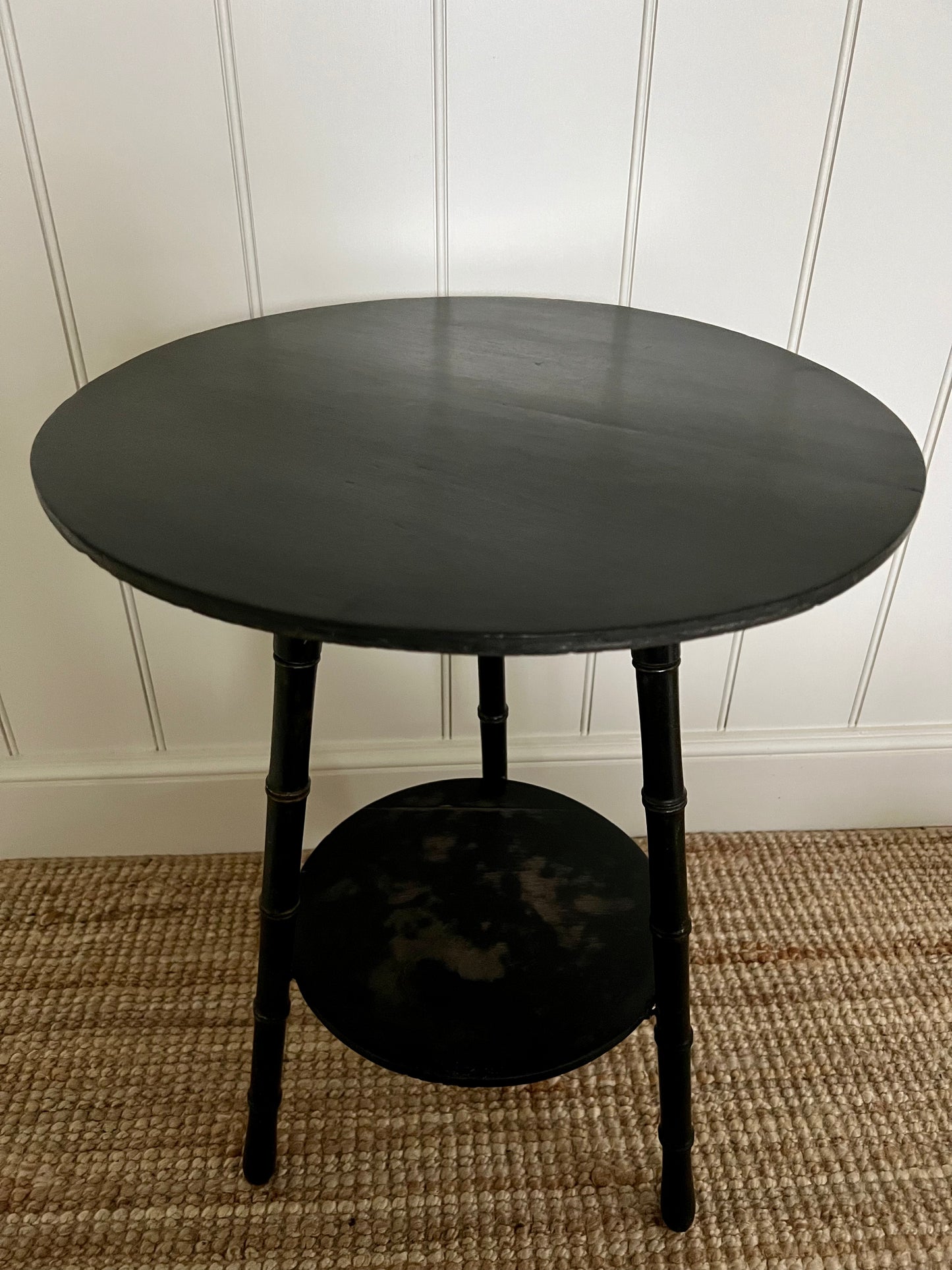 Vintage Ebonised Faux Bamboo Side Table