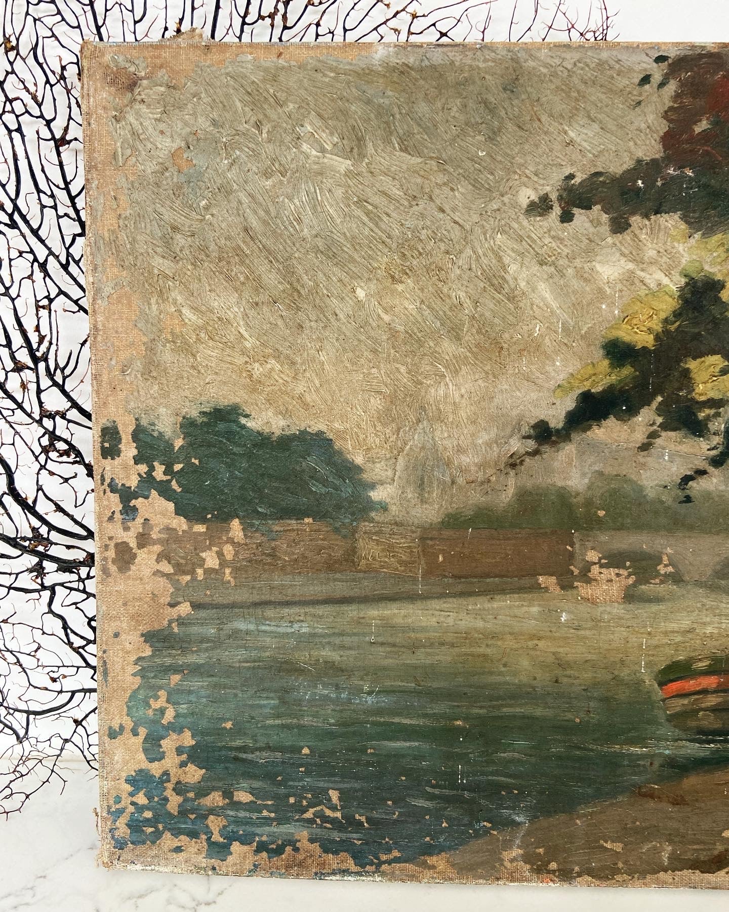 Vintage French Landscape Oil on Canvas