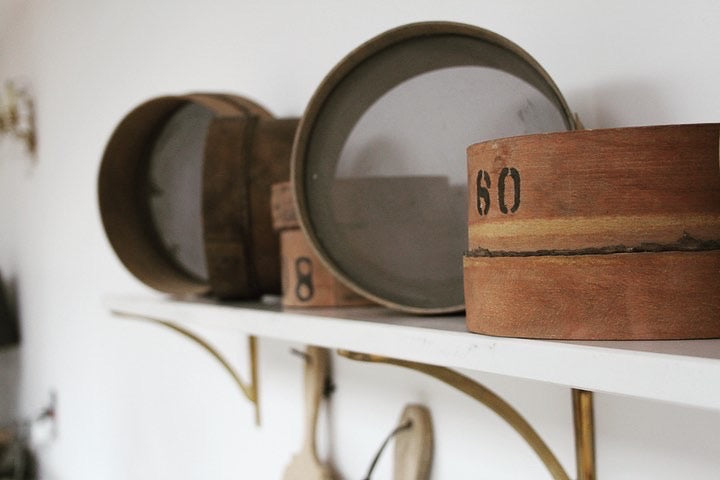 Small Vintage Bentwood Flour Sieve