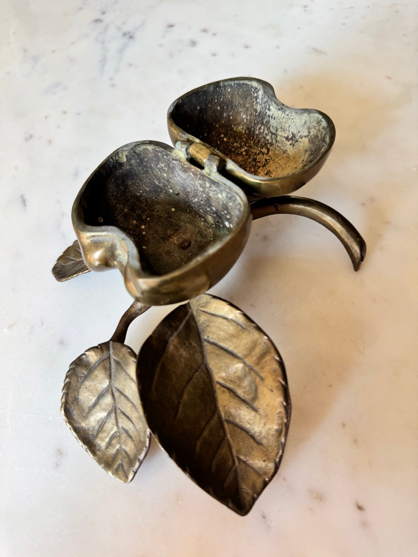 Vintage French Art Nouveau-style Brass Apple Trinket Box
