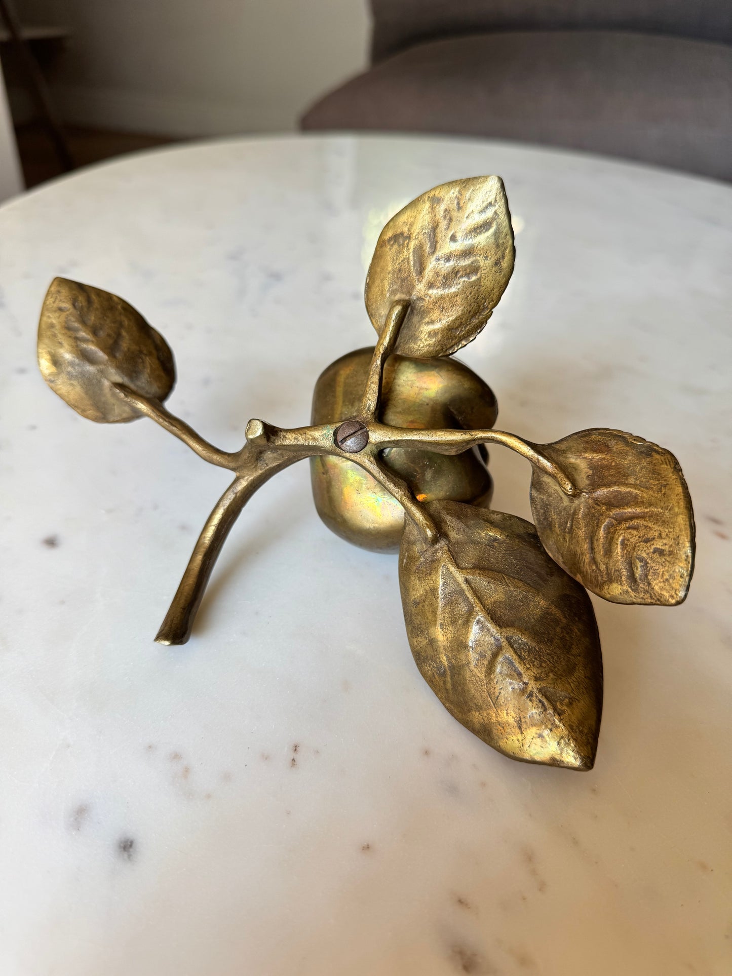 Vintage French Art Nouveau-style Brass Apple Trinket Box