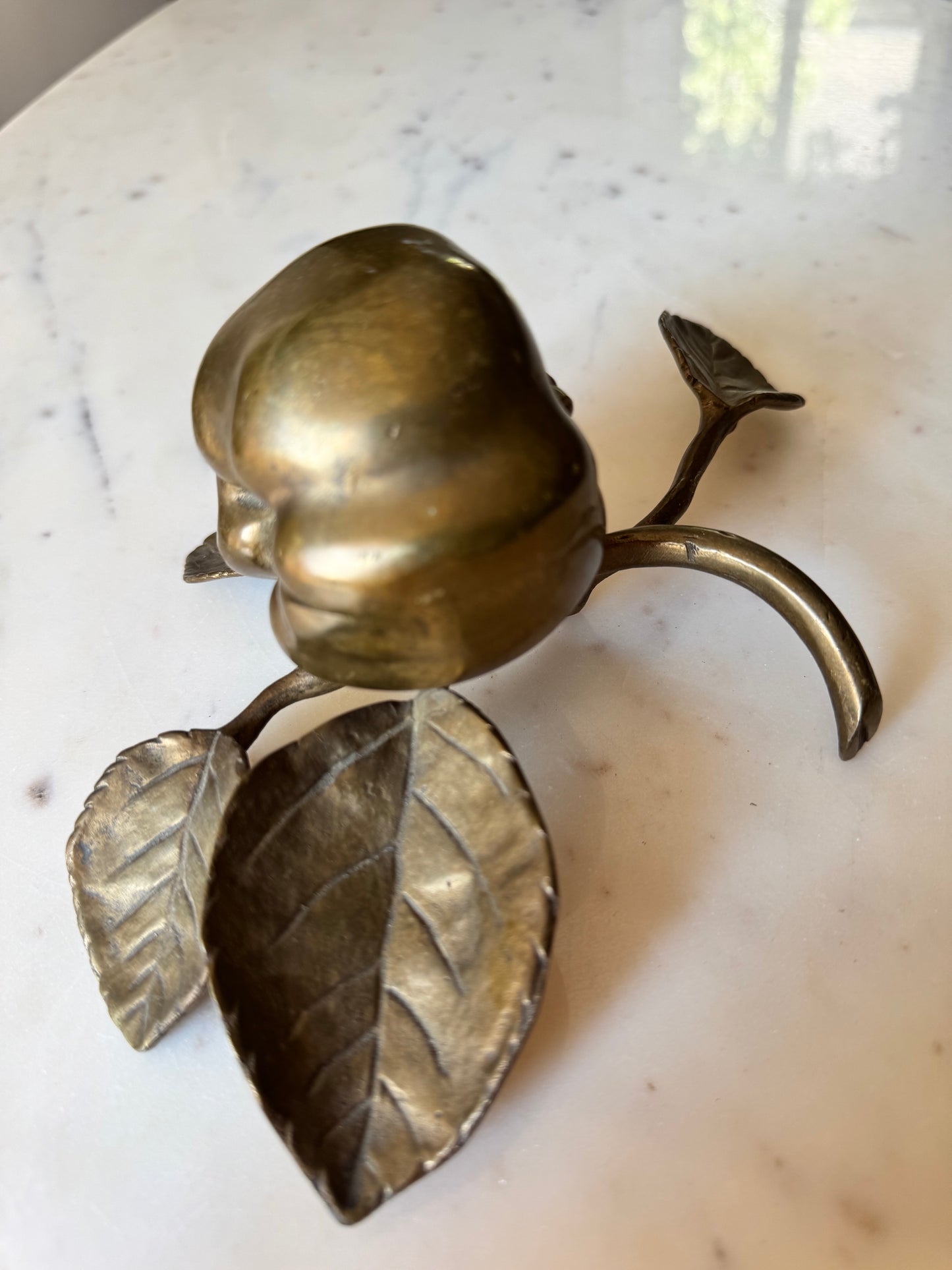 Vintage French Art Nouveau-style Brass Apple Trinket Box