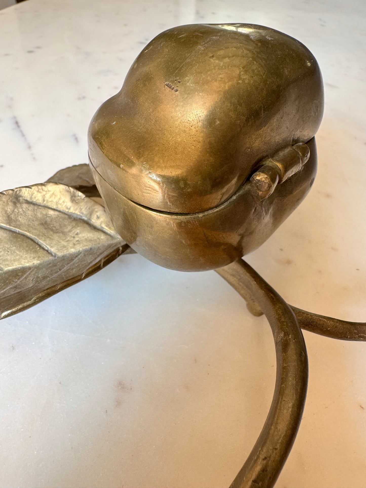 Vintage French Art Nouveau-style Brass Apple Trinket Box