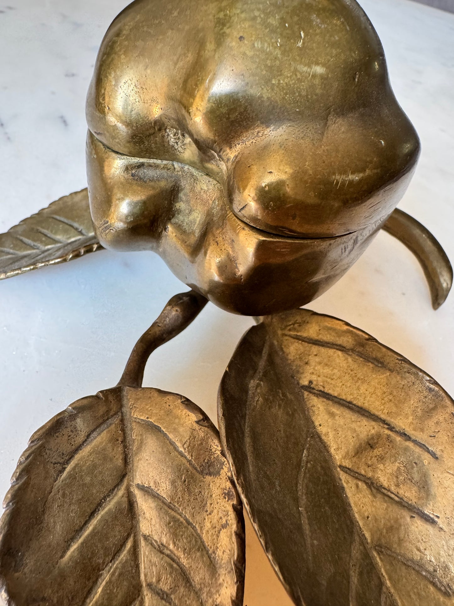 Vintage French Art Nouveau-style Brass Apple Trinket Box