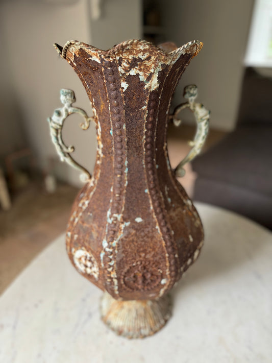 Vintage Rustic Metal Vase