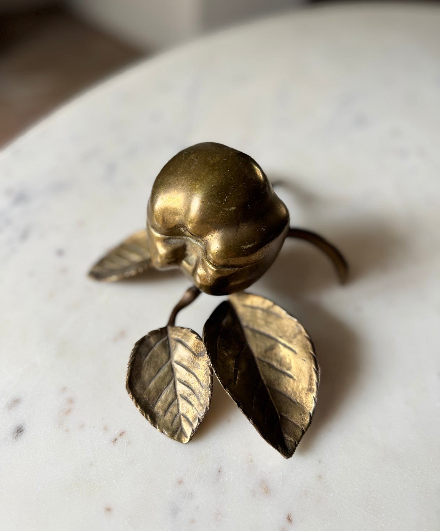 Vintage French Art Nouveau-style Brass Apple Trinket Box