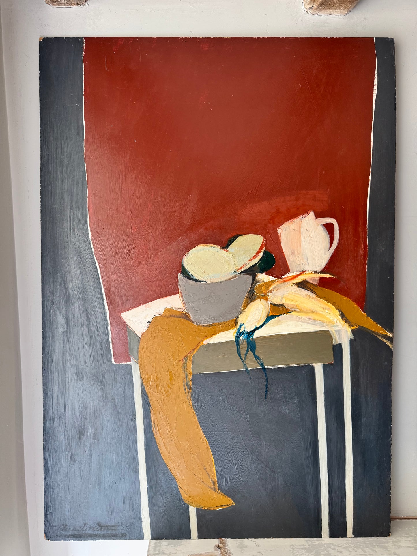 Mid Century British Still Life Oil On Board