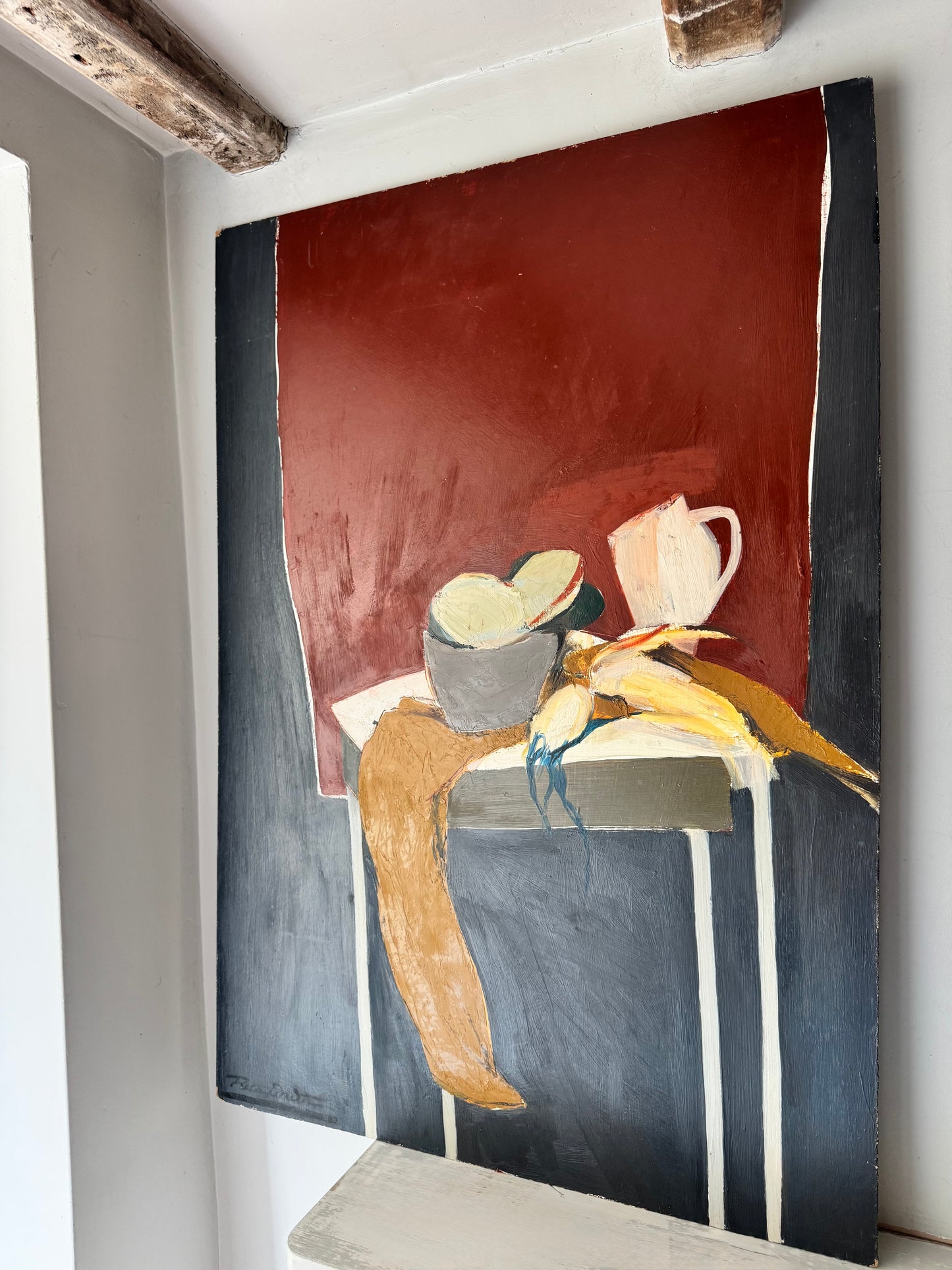 Mid Century British Still Life Oil On Board