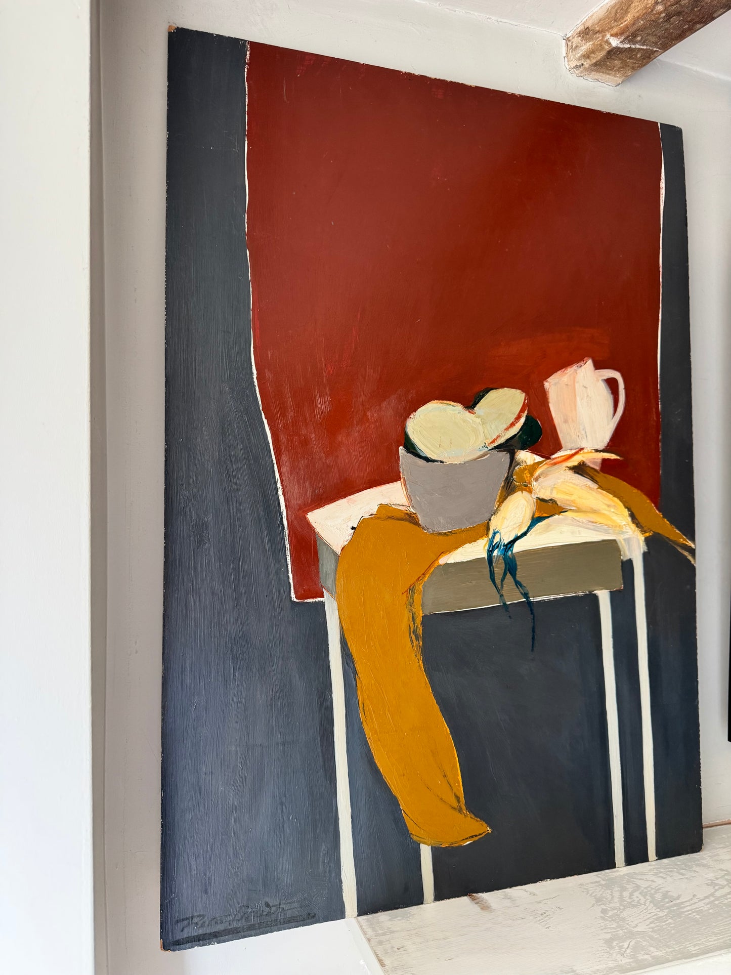 Mid Century British Still Life Oil On Board