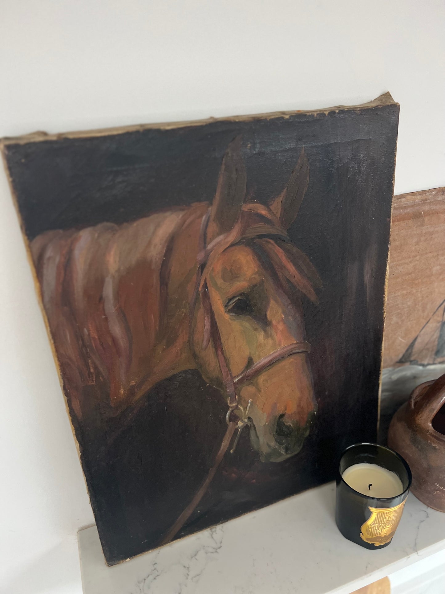 1920's Horse Portrait Oil On Canvas