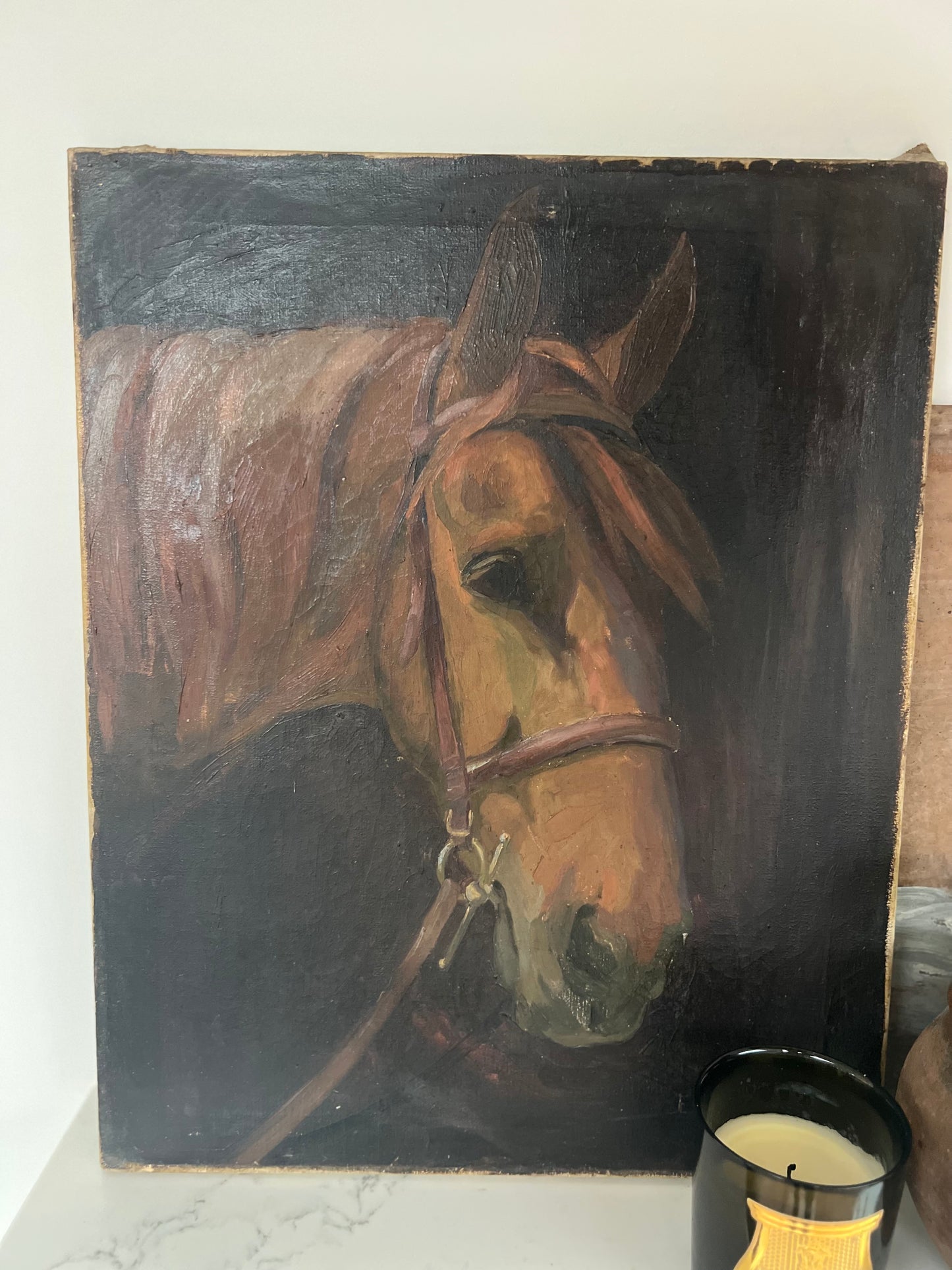 1920's Horse Portrait Oil On Canvas