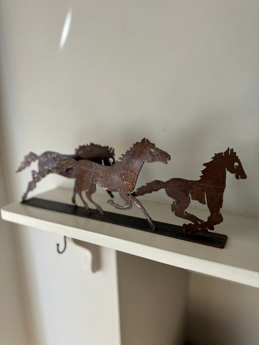 Vintage Metal Galloping Horse Sculpture