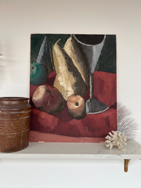 Mid Century Still Life Large Pears Oil On Board