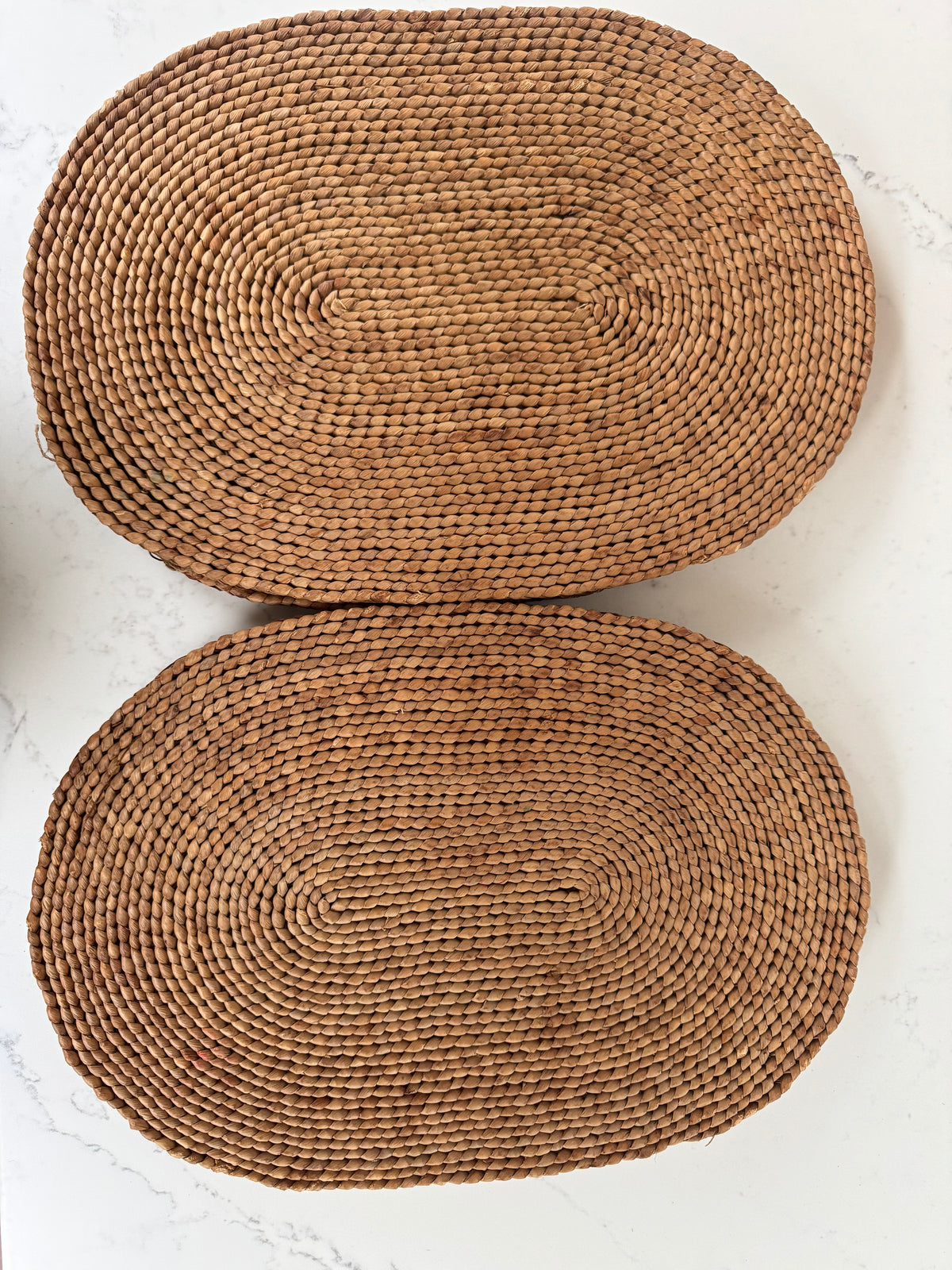 Set Of 8 Vintage Woven Oval Grass Placemats