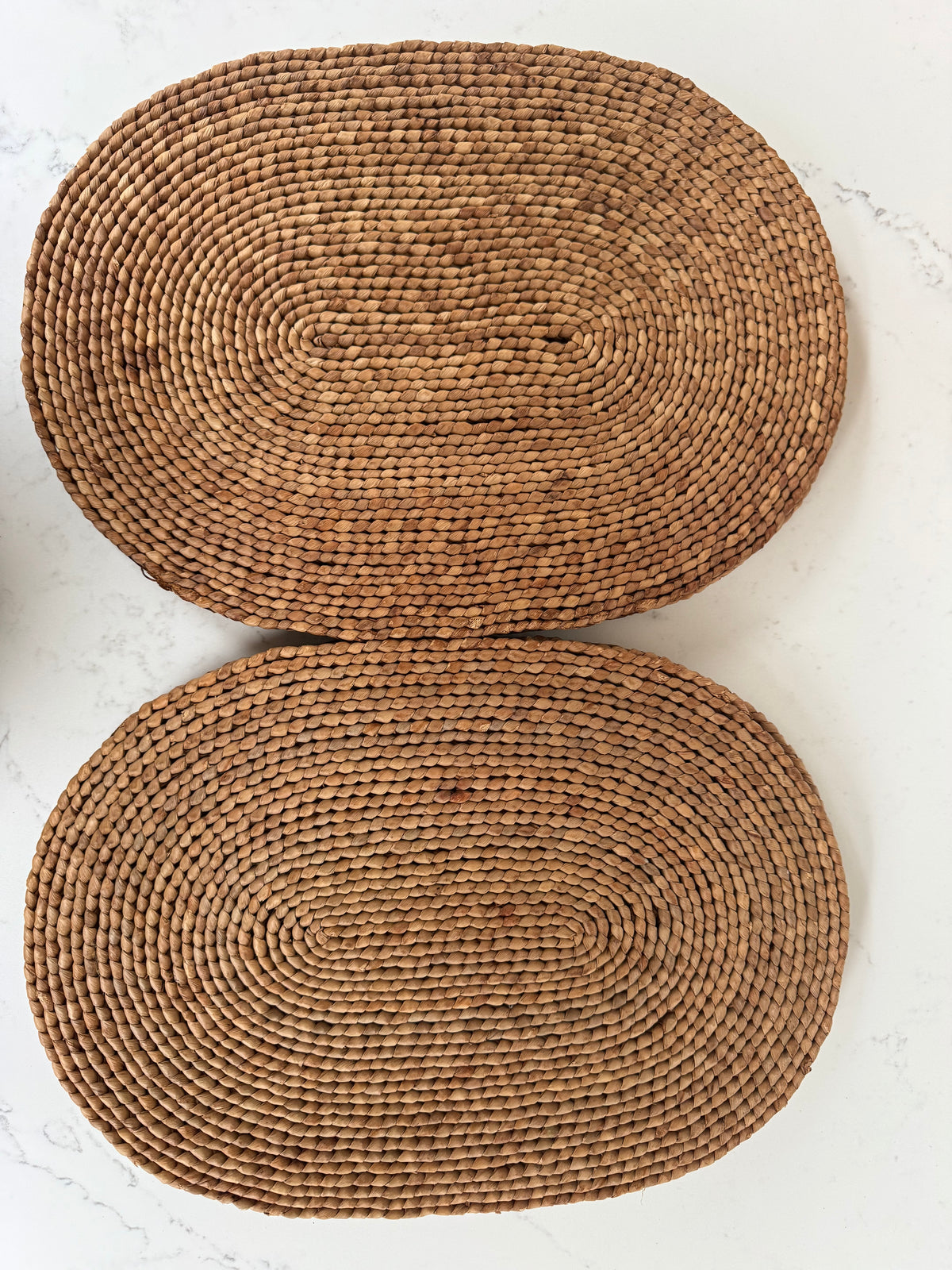 Set Of 8 Vintage Woven Oval Grass Placemats