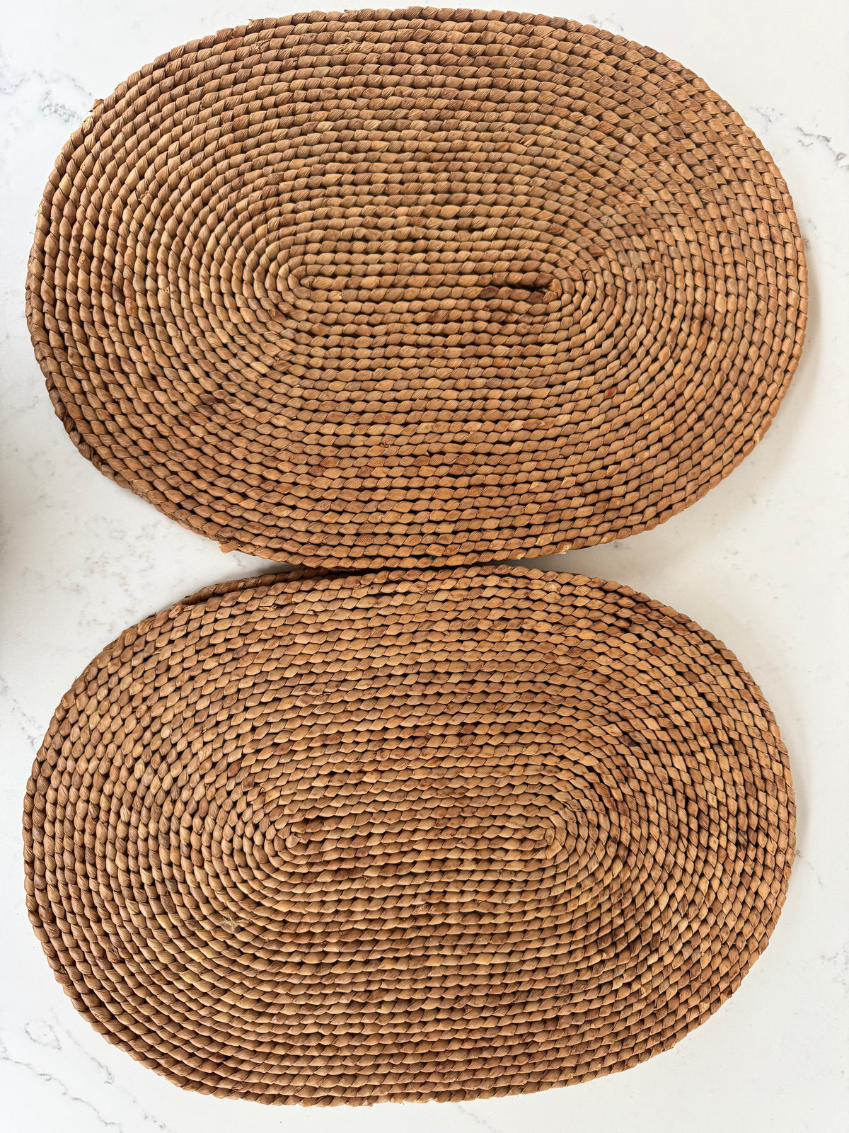 Set Of 8 Vintage Woven Oval Grass Placemats