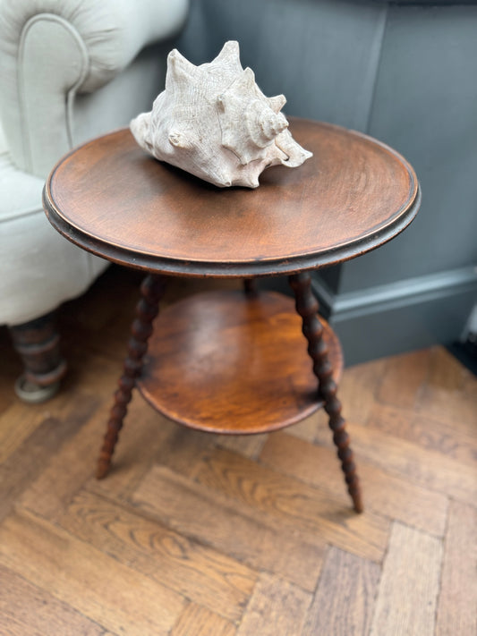 Antique Two Tier Bobbin Side Table