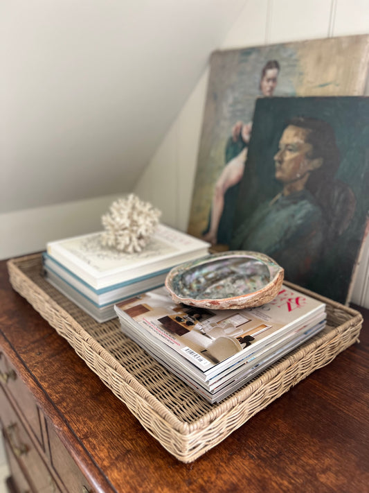 Large Vintage Wicker Tray