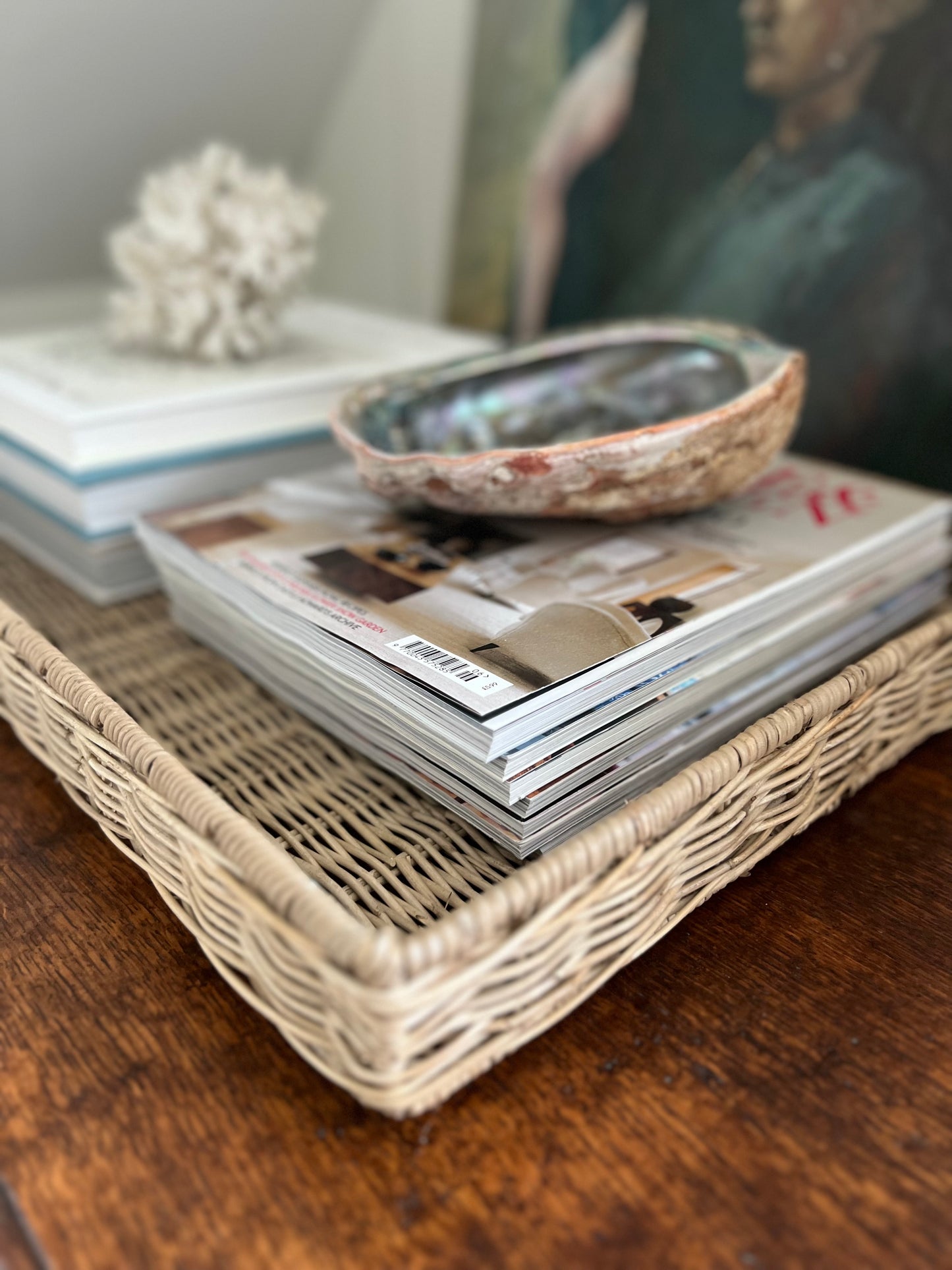 Large Vintage Wicker Tray