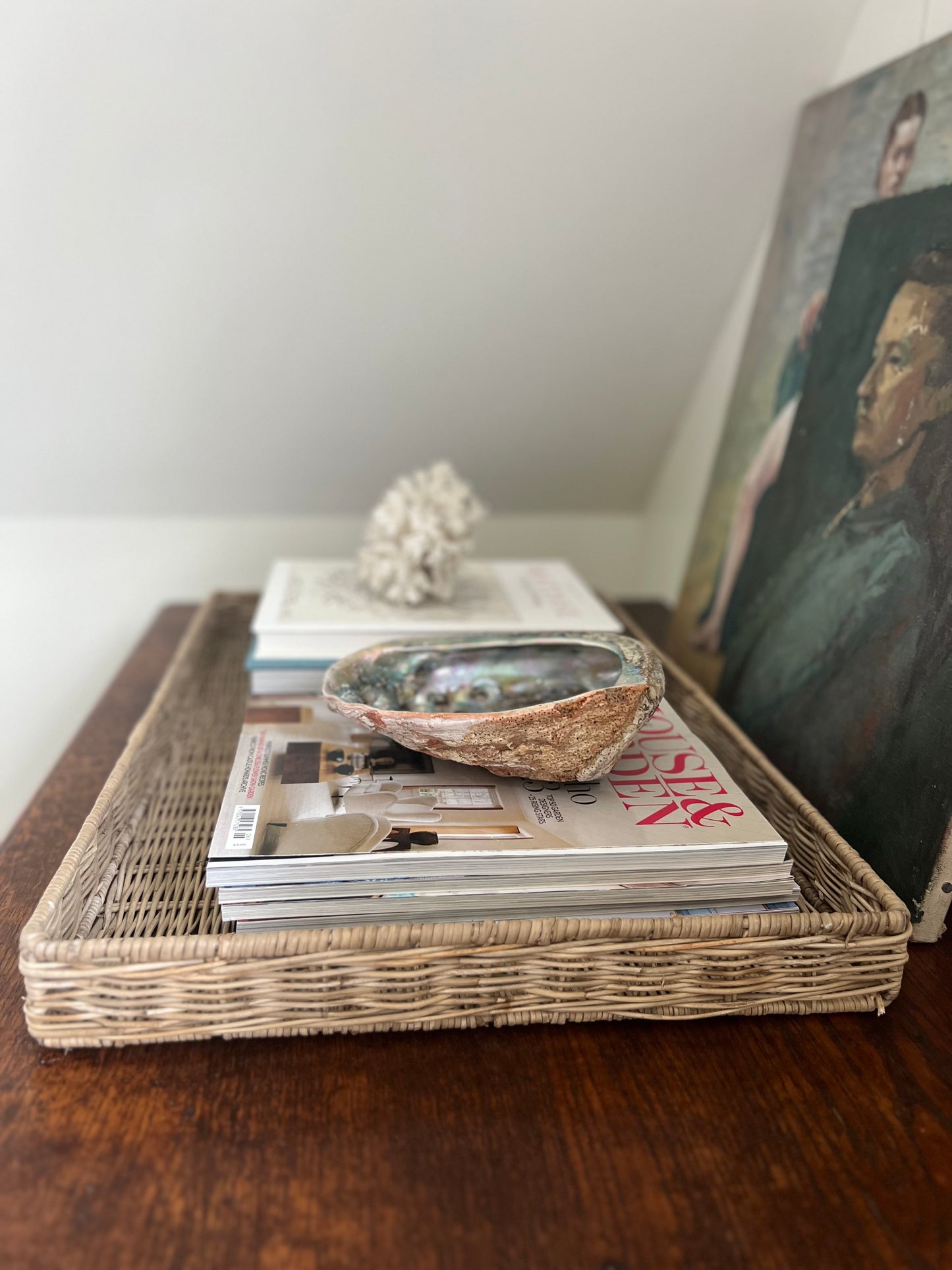 Large Vintage Wicker Tray