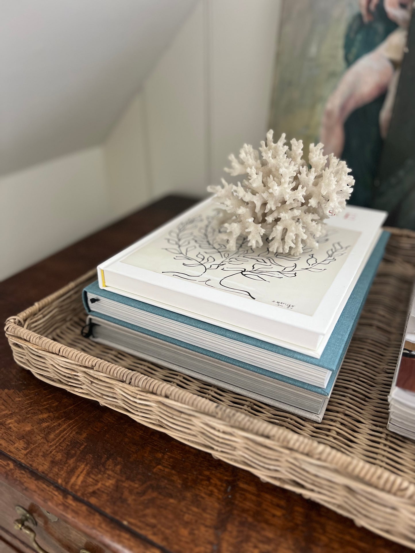 Large Vintage Wicker Tray