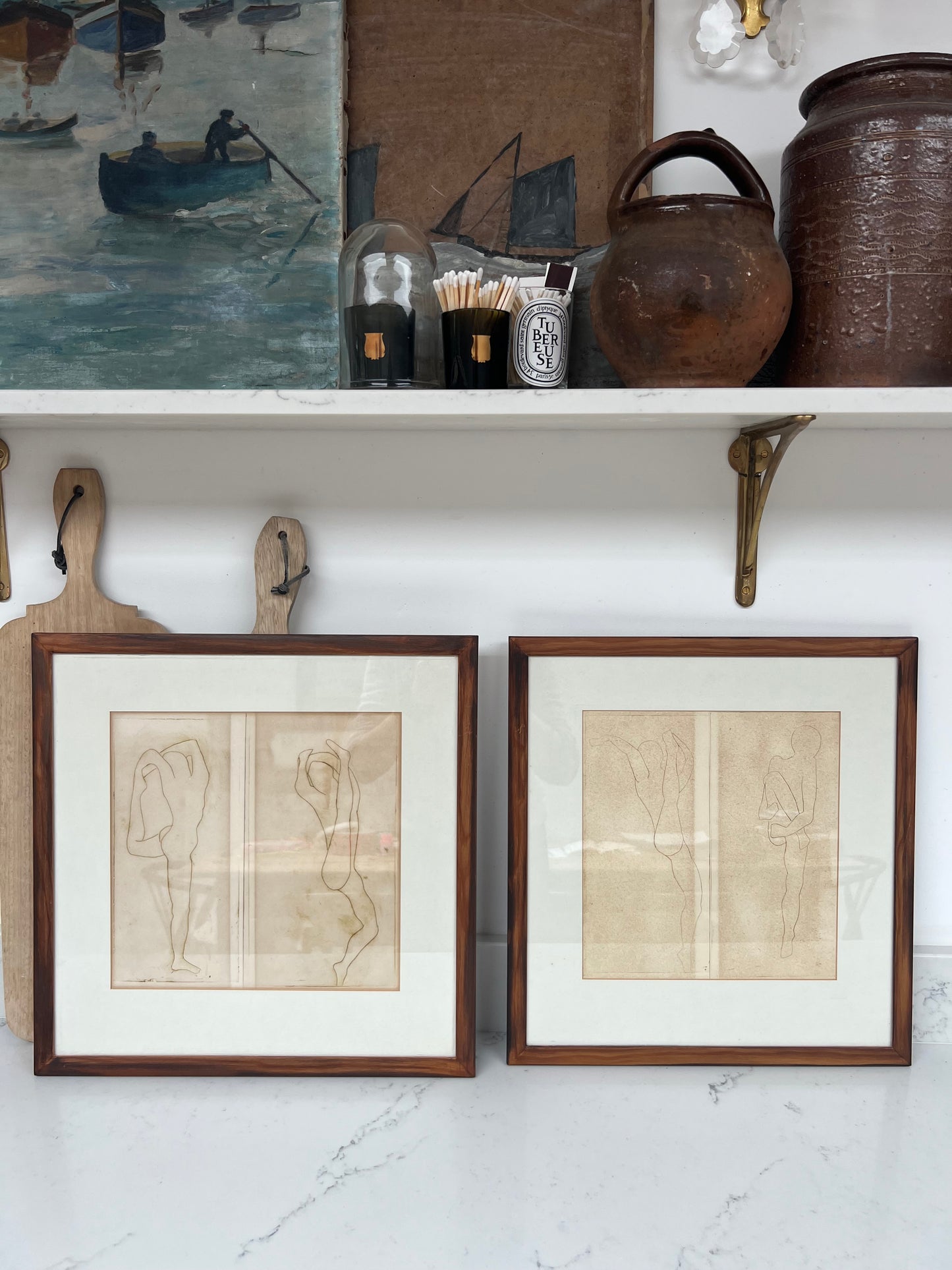 Pair of Vintage Framed Nude Figure Studies