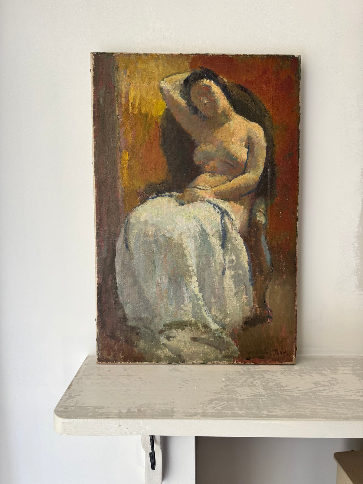 Mid Century British Nude Oil On Canvas Signed Todd