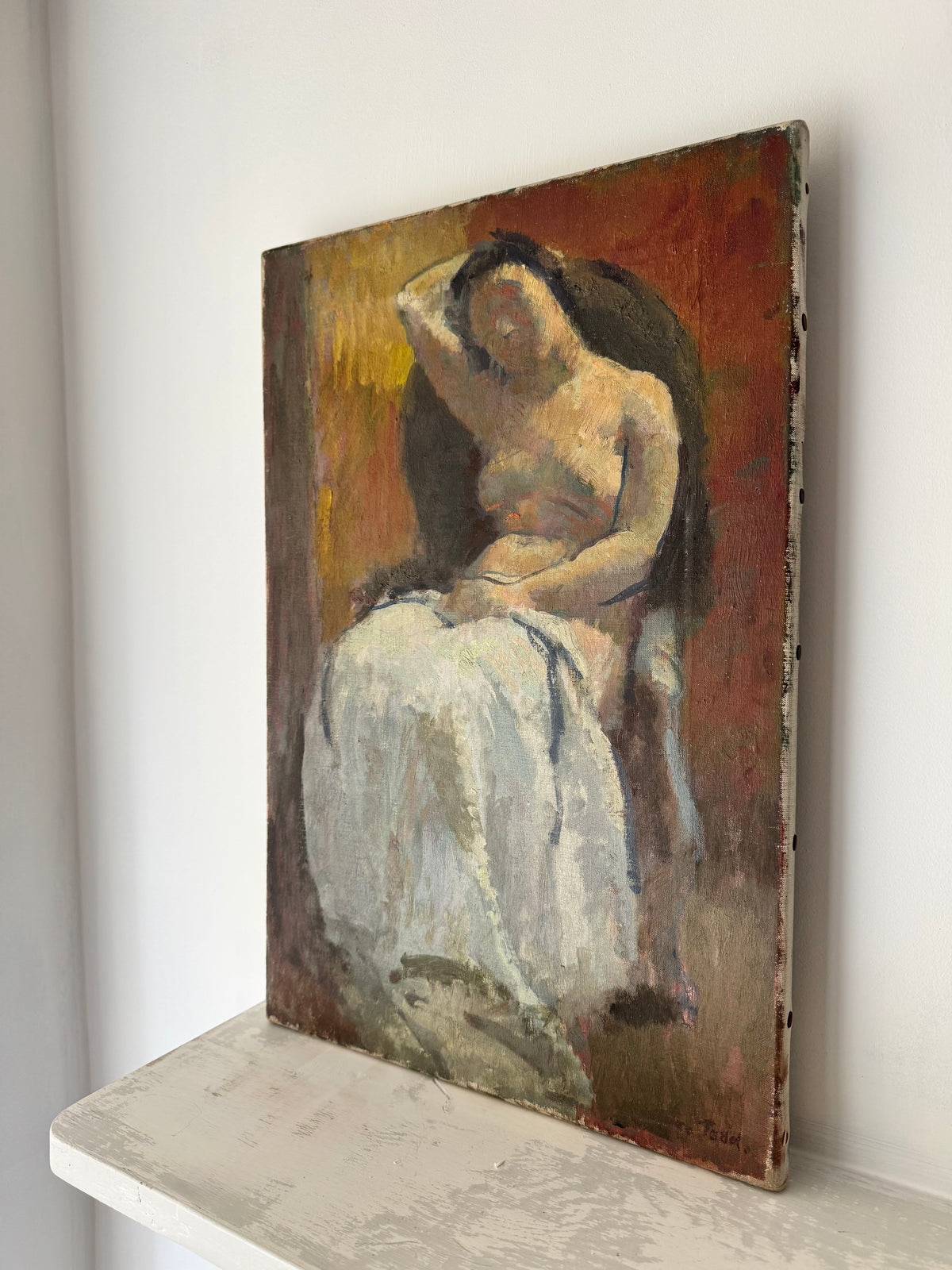 Mid Century British Nude Oil On Canvas Signed Todd