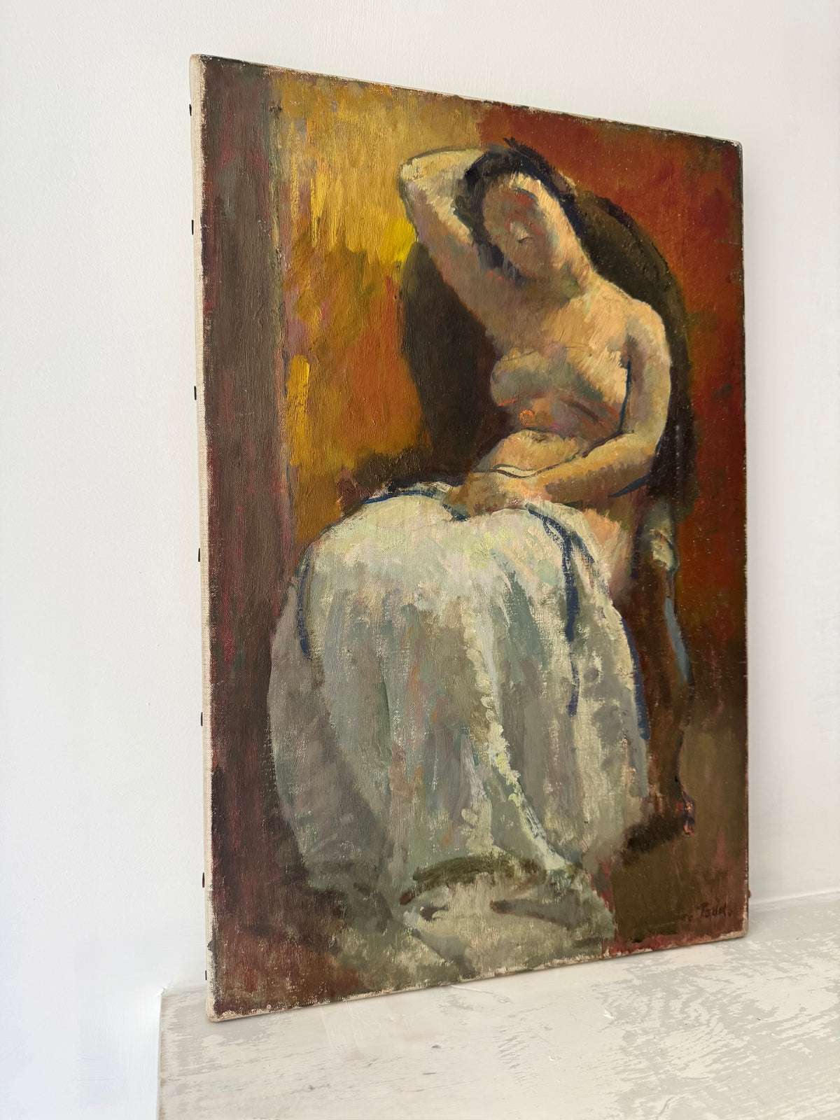 Mid Century British Nude Oil On Canvas Signed Todd