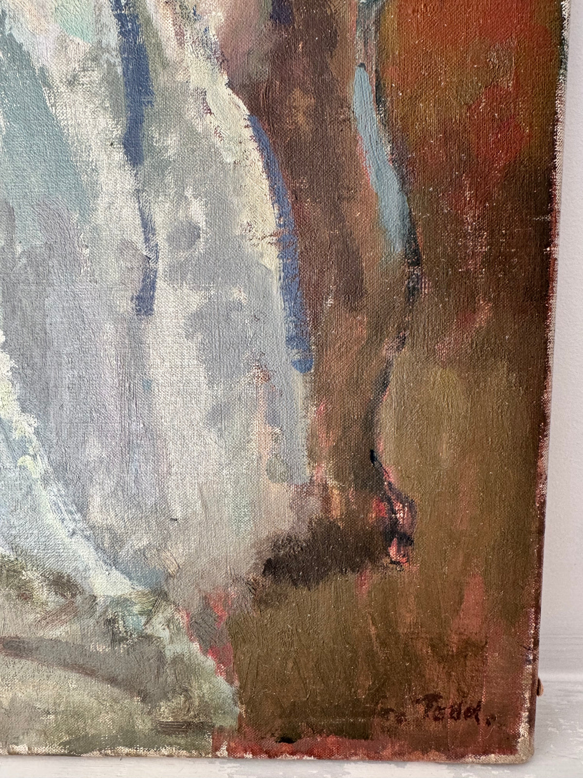 Mid Century British Nude Oil On Canvas Signed Todd