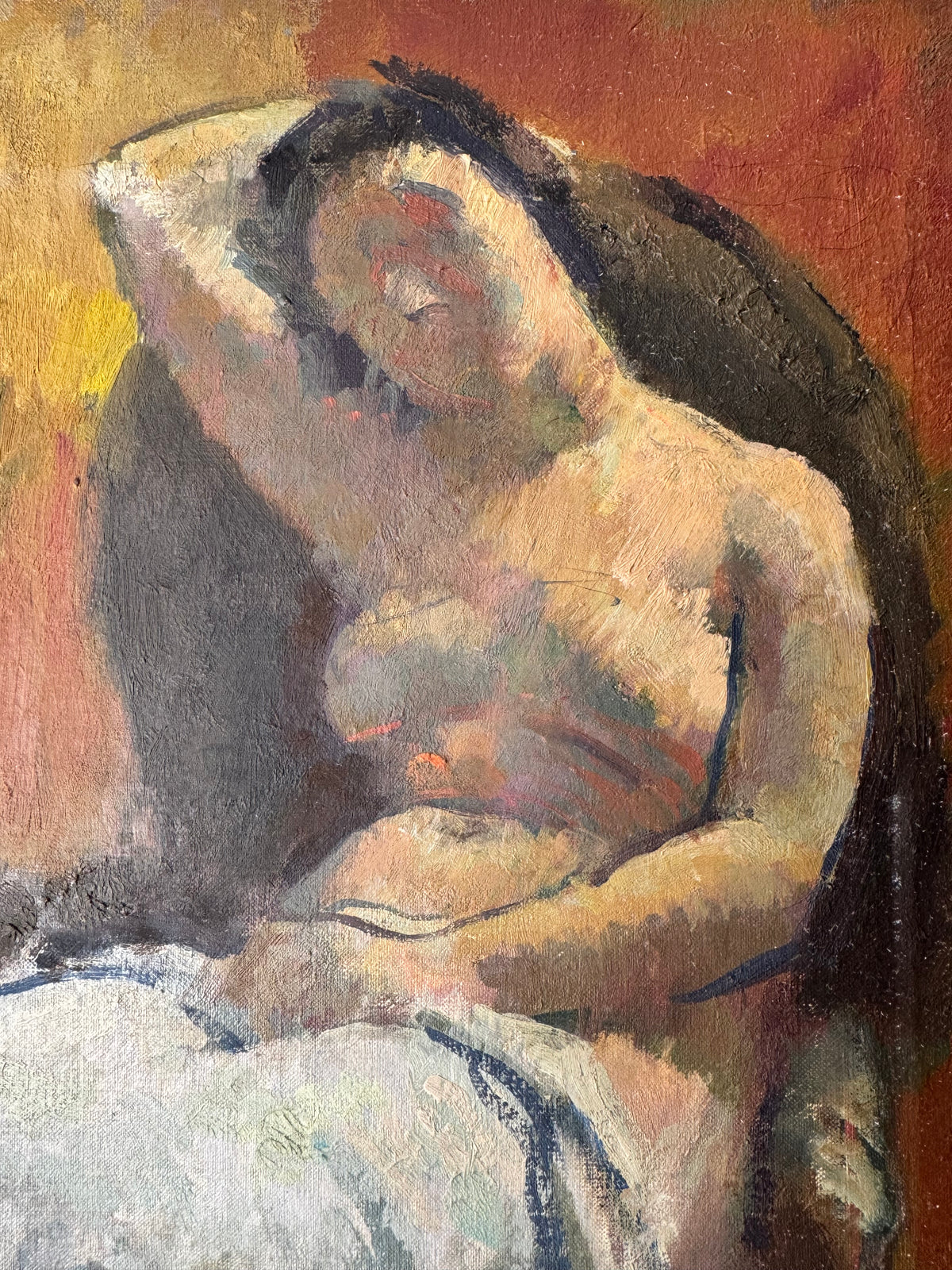 Mid Century British Nude Oil On Canvas Signed Todd