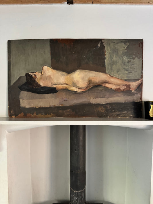 Beautiful Large Mid Century Nude on Board