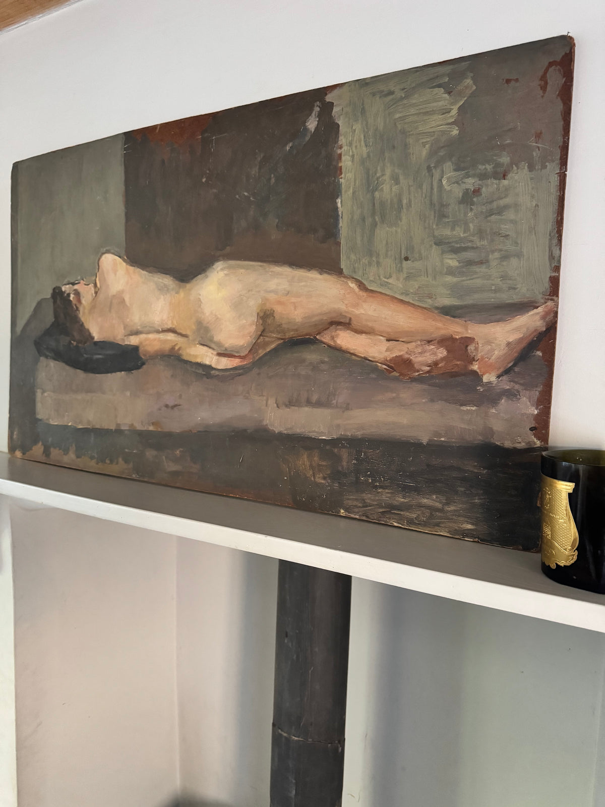 Beautiful Large Mid Century Nude on Board