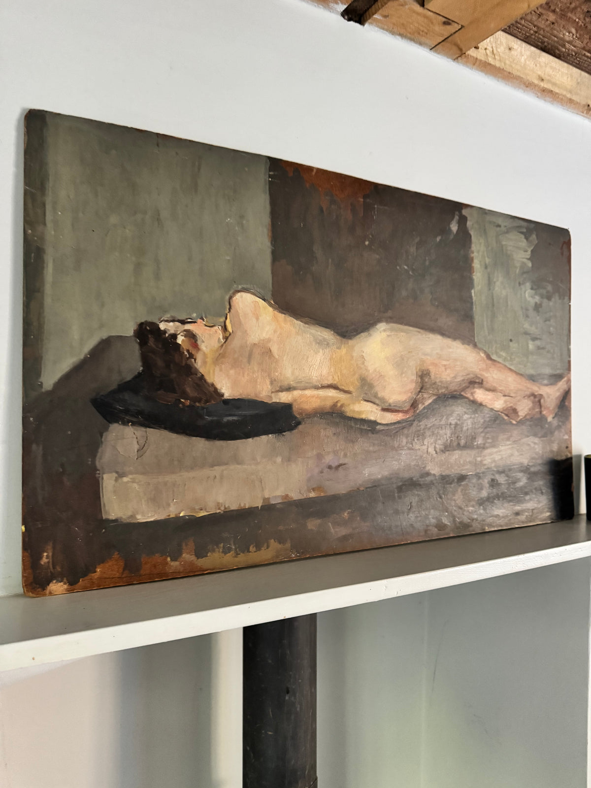 Beautiful Large Mid Century Nude on Board