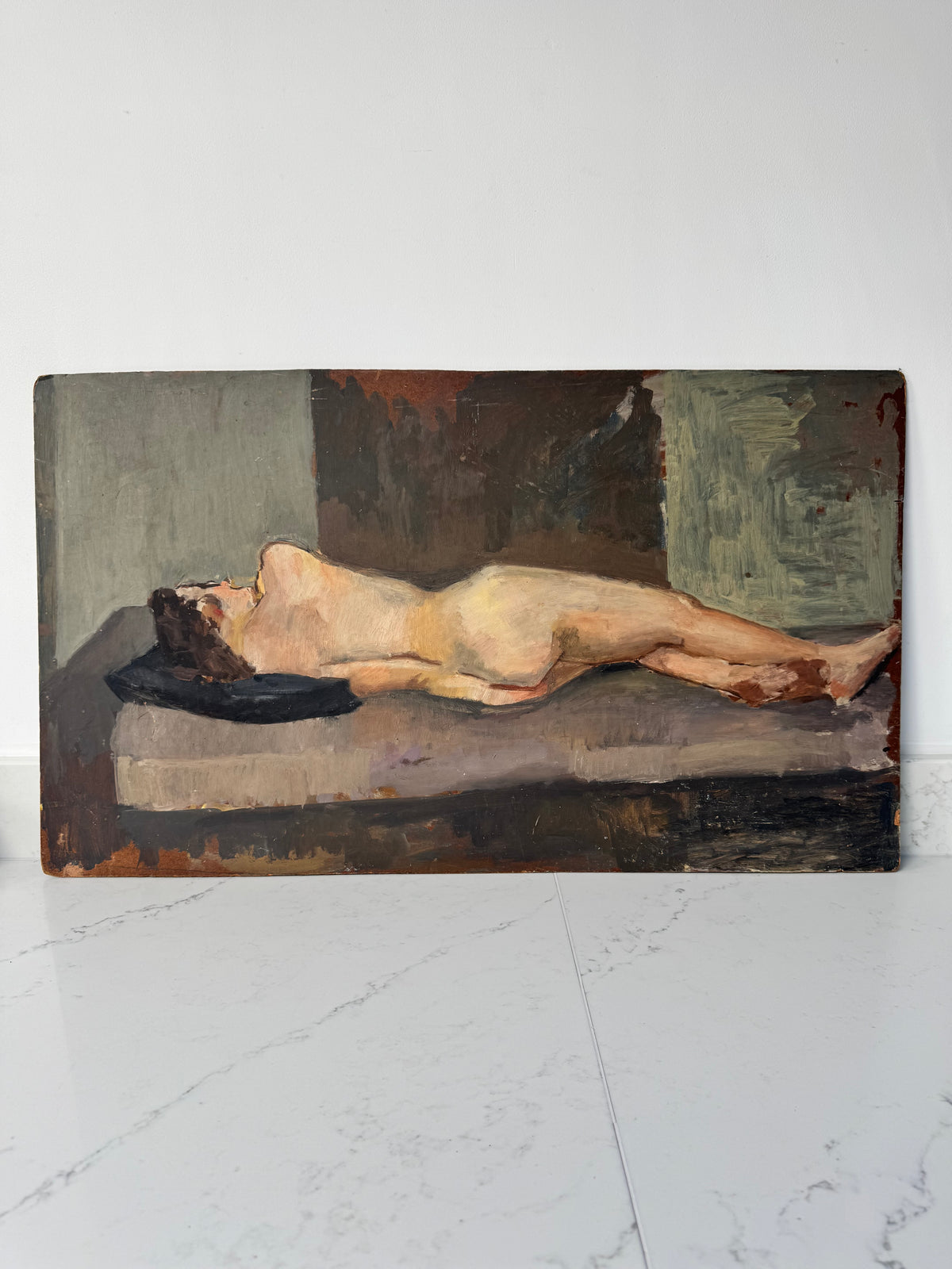 Beautiful Large Mid Century Nude on Board